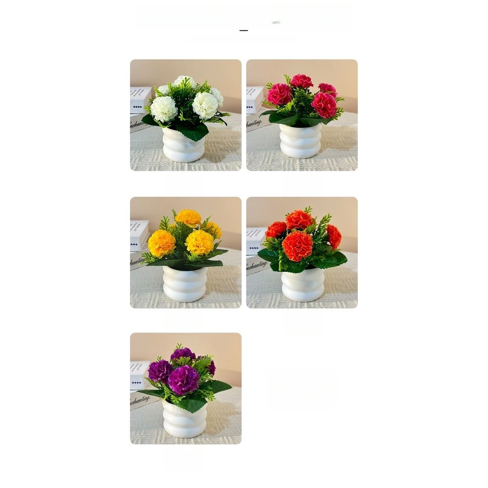 Silk Carnation Flower Arrangement 5 Pack for Living Room Bedroom Decor