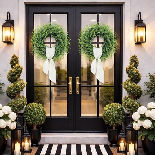 26”Large Artificial Boxwood Wreath for Front Door, All Year Round 26inches