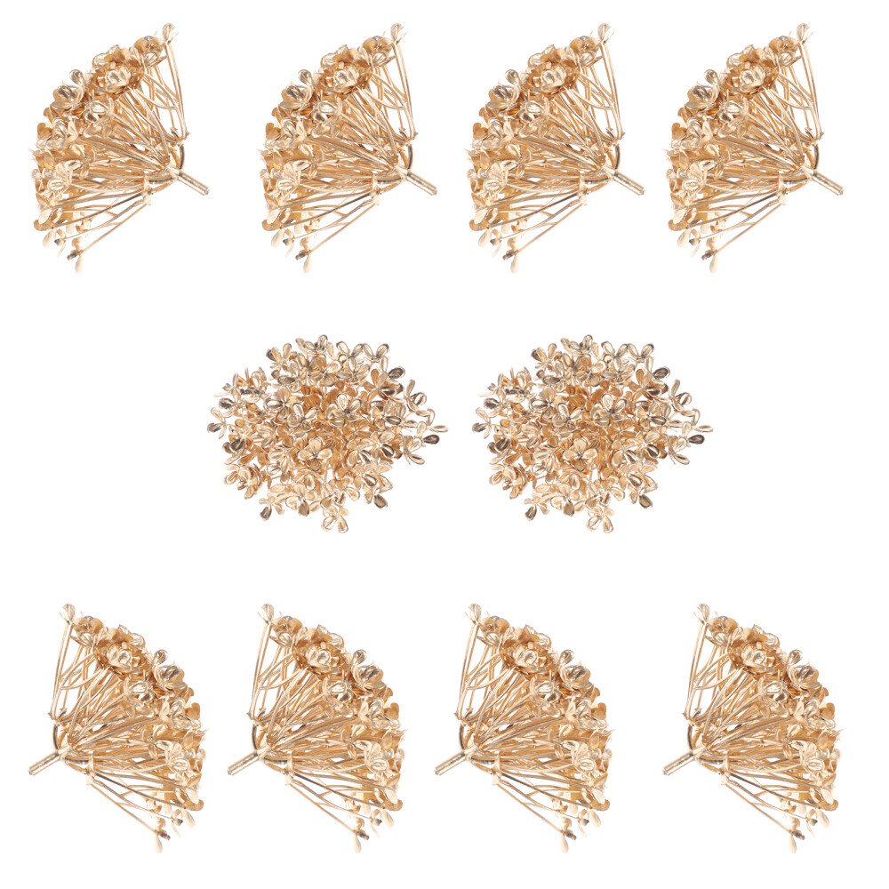 10 Pcs Plastic Golden Artificial Hydrangea Flower Heads Wedding Decoration