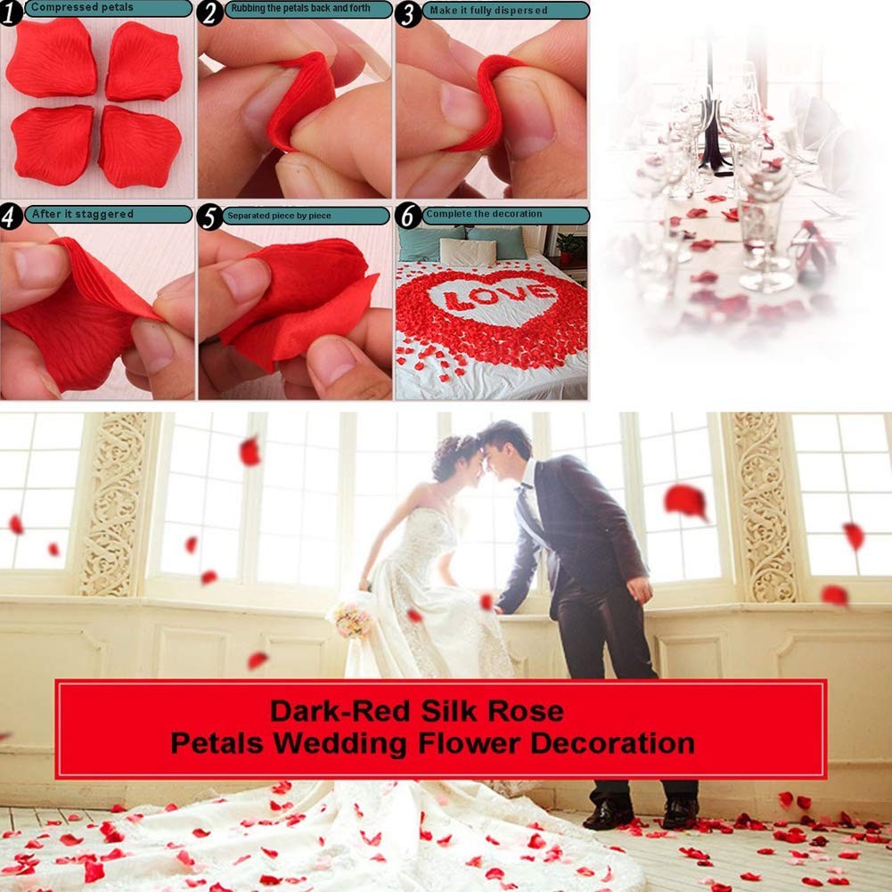1000 PCS Black Artificial Silk Rose Petal Flower Decoration Wedding Party