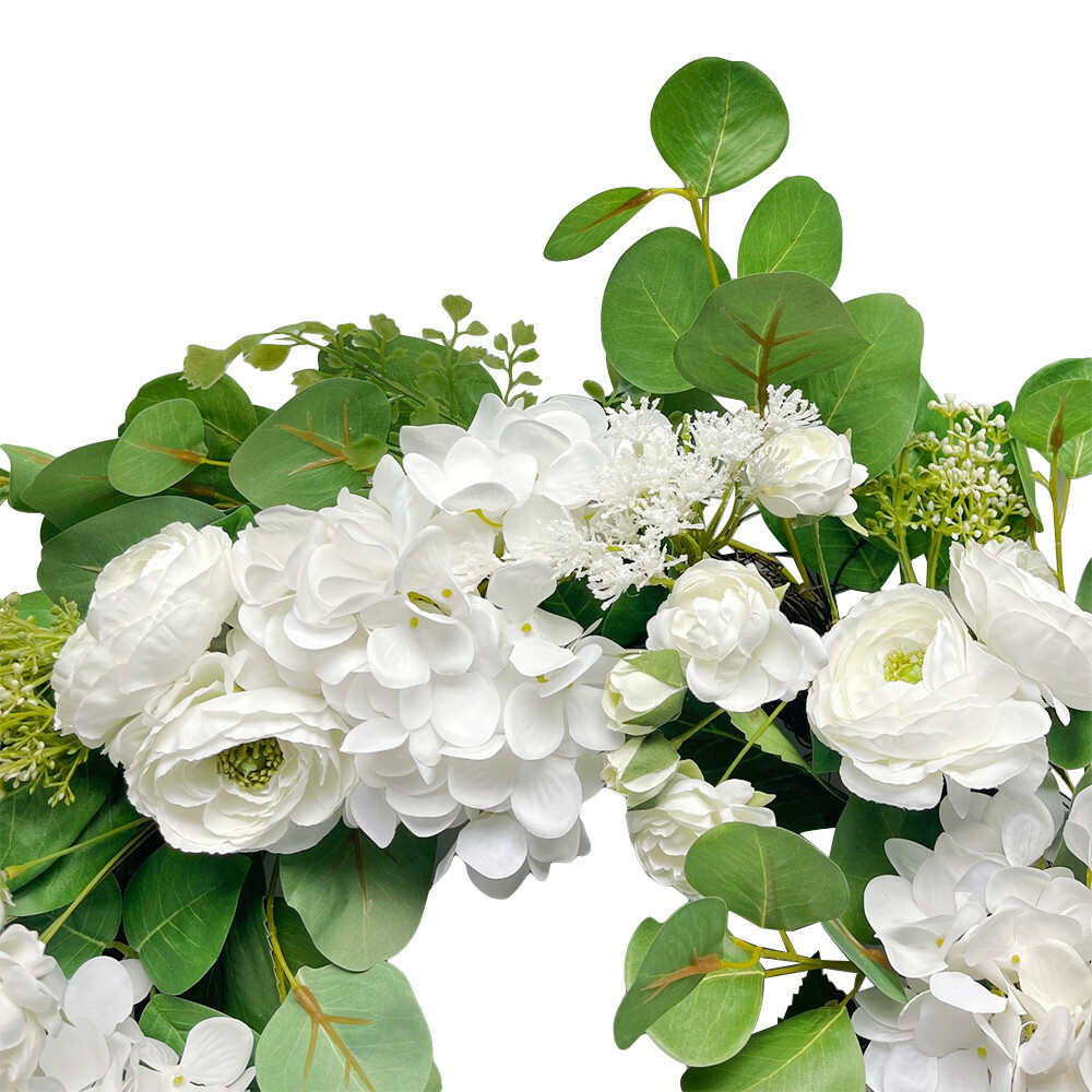 24″ Spring Botanical Artificial Hydrangea Ranunculus Wreath Silk Floral