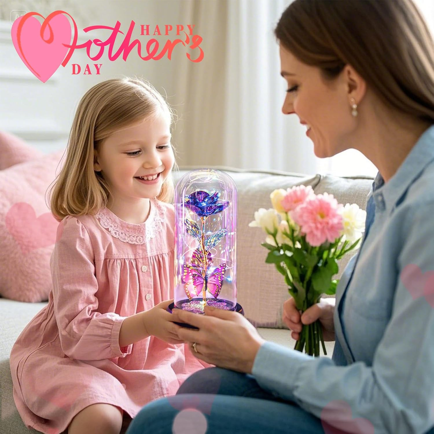 Valentines Day Rose Gifts for Her Women Birthday Gift Galaxy Glass Rose in Glass
