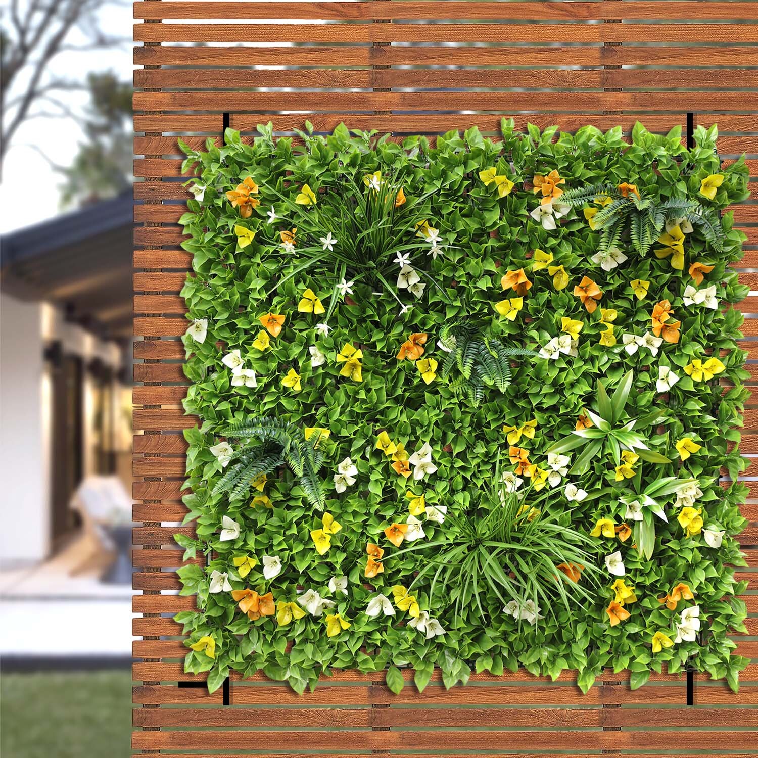 40″ Artificial Faux 3D Mix Leaves Wall Panel Fence Screen Home Outdoor Decor #06