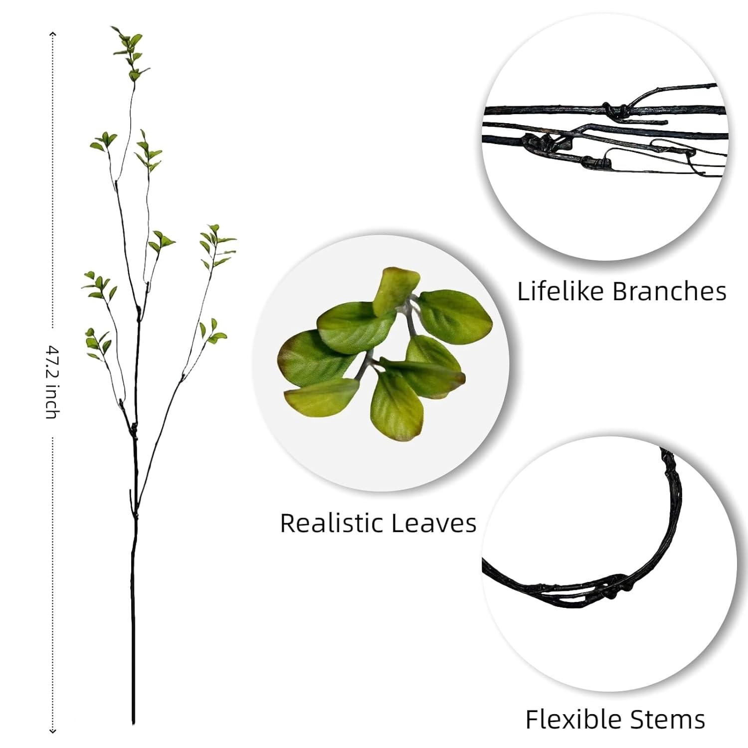 Faux Ficus Branches 4 Pcs Artificial Ficus Stems Eucalyptus Faux Greenery Decor