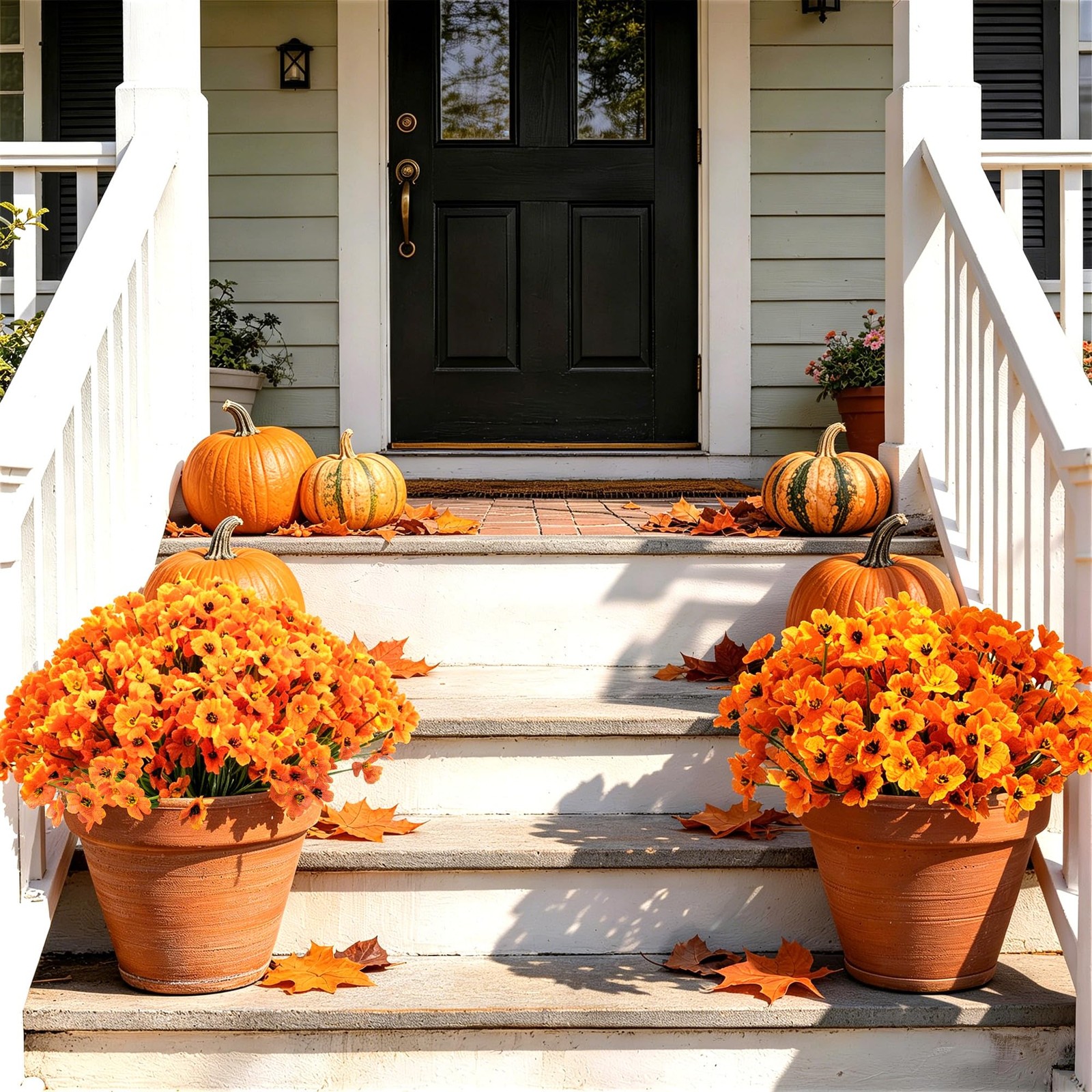 ColoPlay Artificial Mums for Outdoors, 24 Bundles Fake Flowers Fall Decor | F…