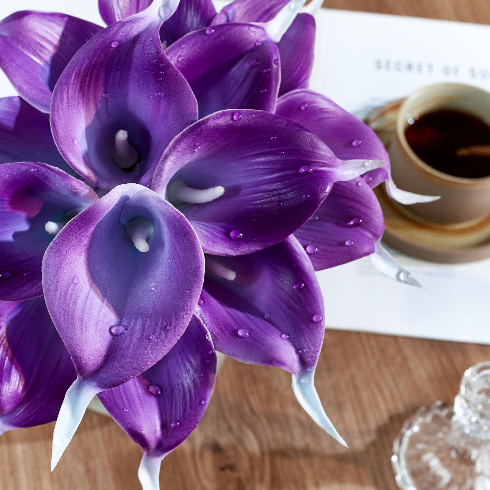 12Pcs Pruple Calla Lily Artificial Flowers for Wedding Bouquet
