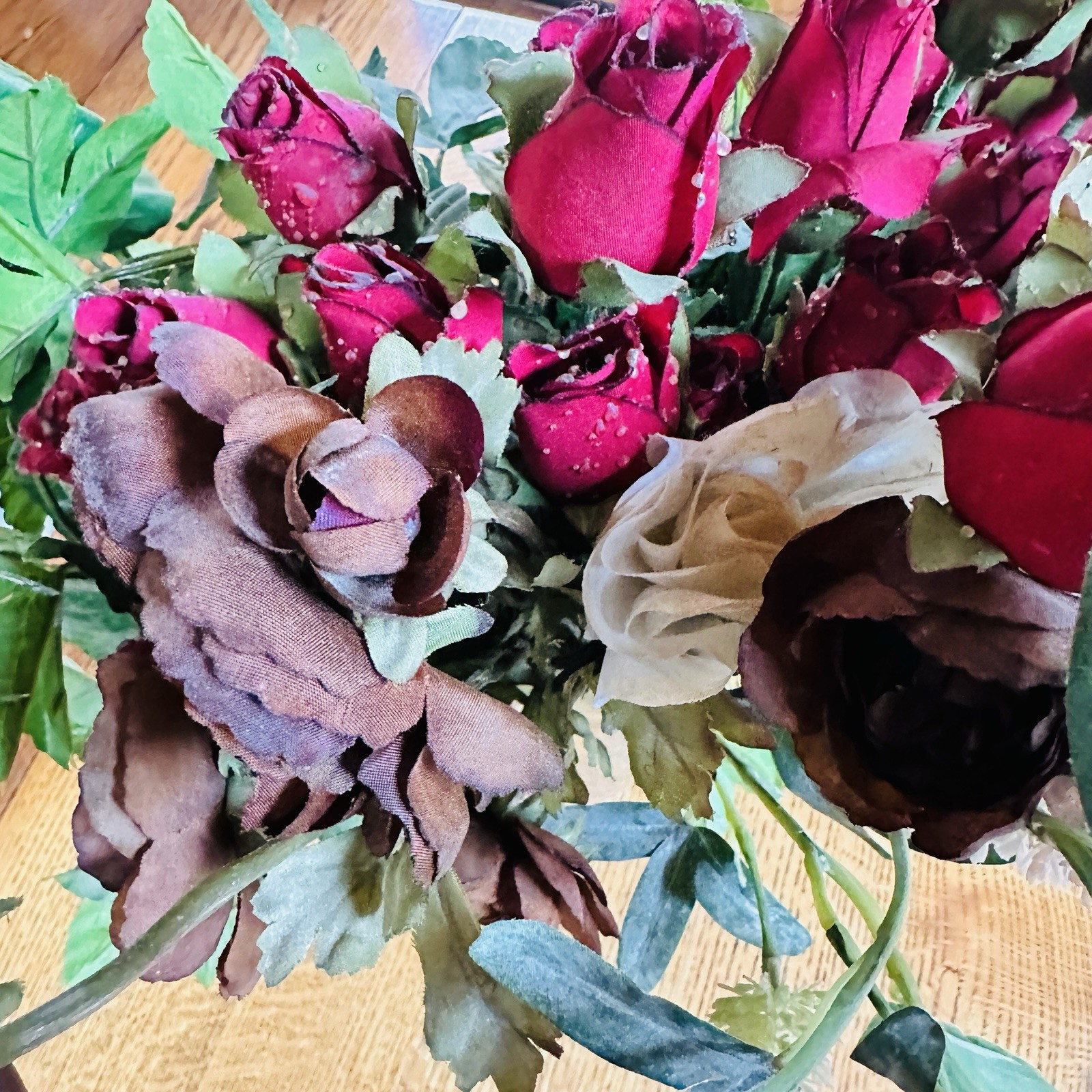 2 Artificial Rose Flower Bouquets Decorations Home Decor Wedding Summer Cemetery