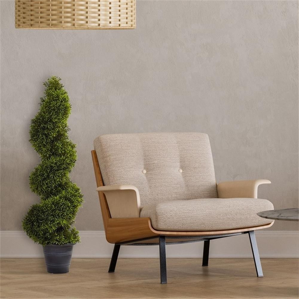 Pemberly Row 36″ Grass Spiral Topiary with Deco Planter in Green/Gray