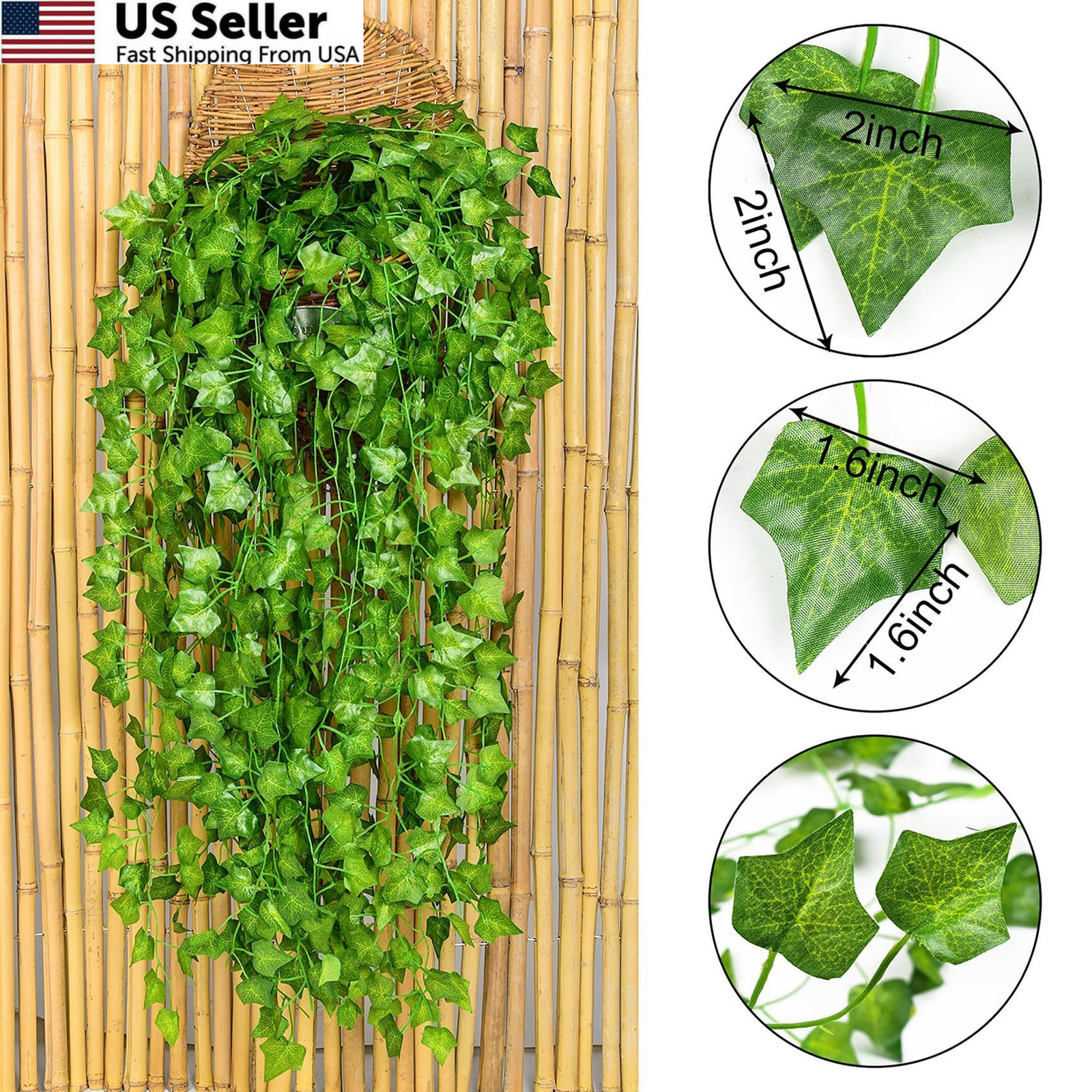 DearHouse 84 Feet 12 Strands Artificial Ivy Leaf Plants Vine 84 Feet, Green