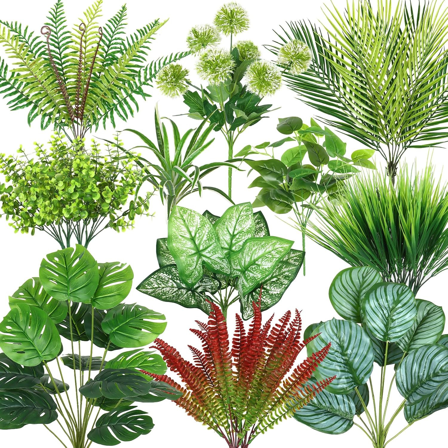 20PCS UV Resistant Artificial Greenery Plants for Outdoor Decor