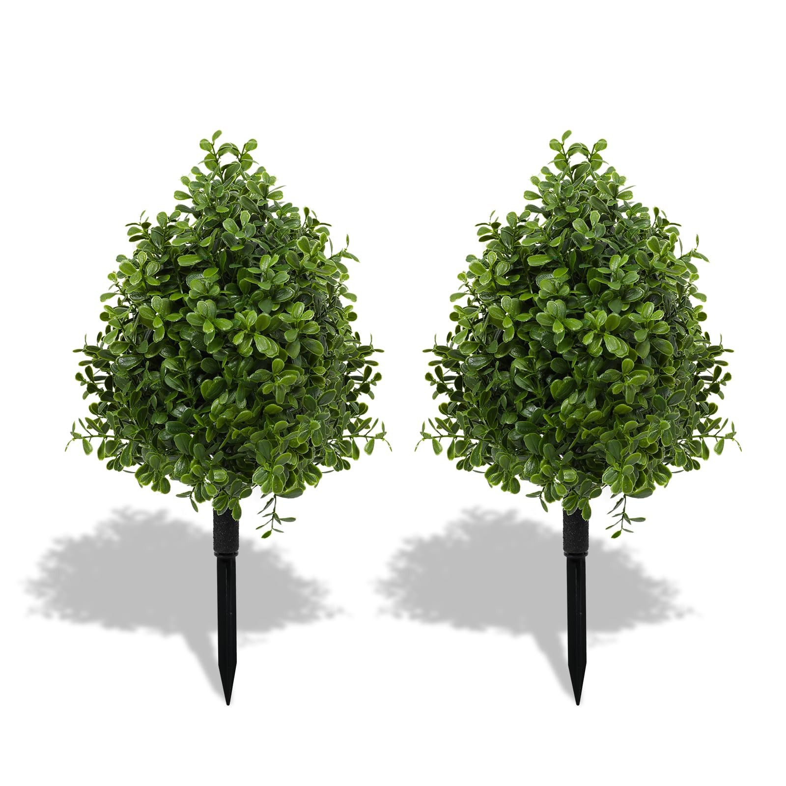 22″ Artificial Boxwood Topiary Bushes Ball Trees, Outdoor Artificial Plant Se…