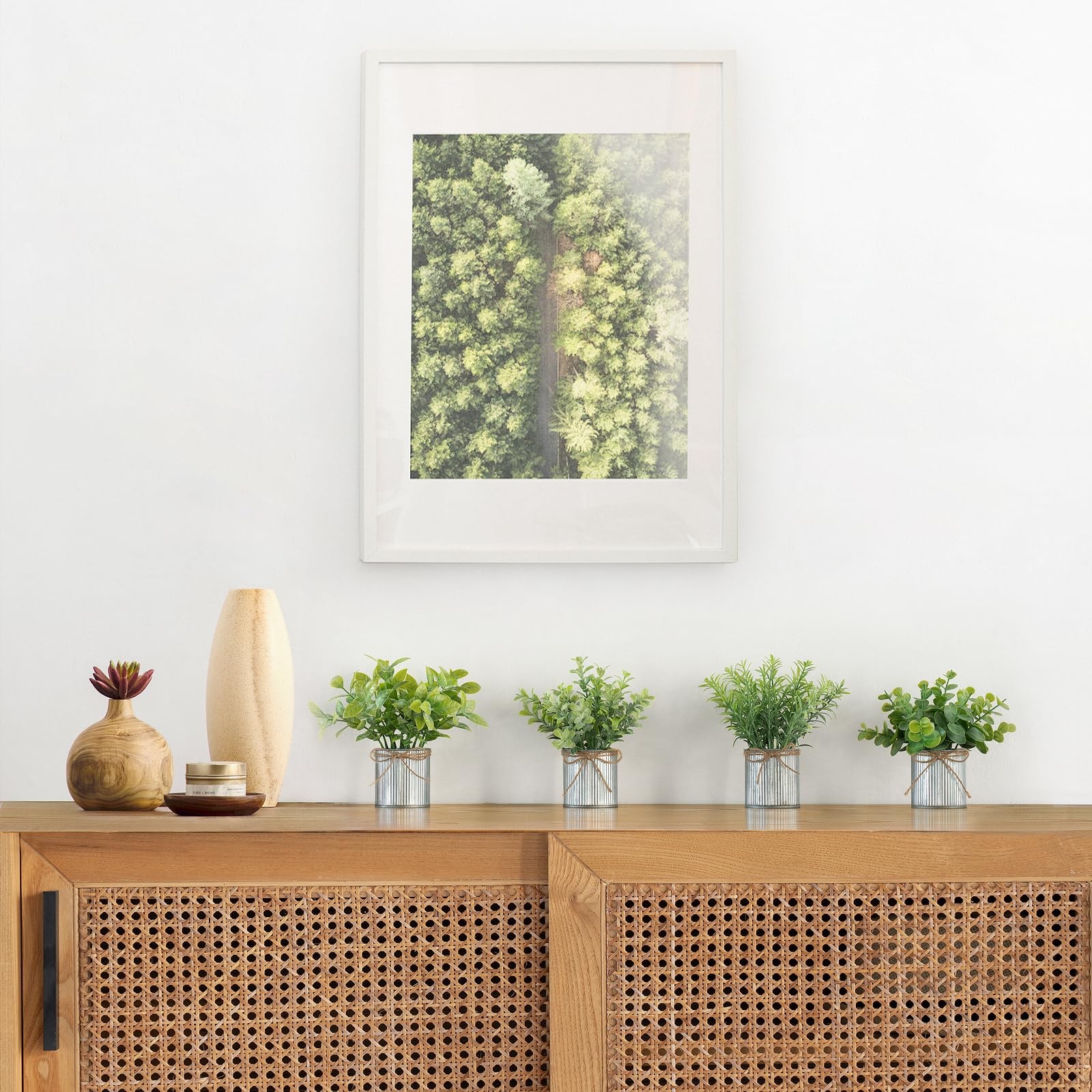 4 Packs Small Fake Plants in Farmhouse Galvanized Pots Table Centerpiece Mini…