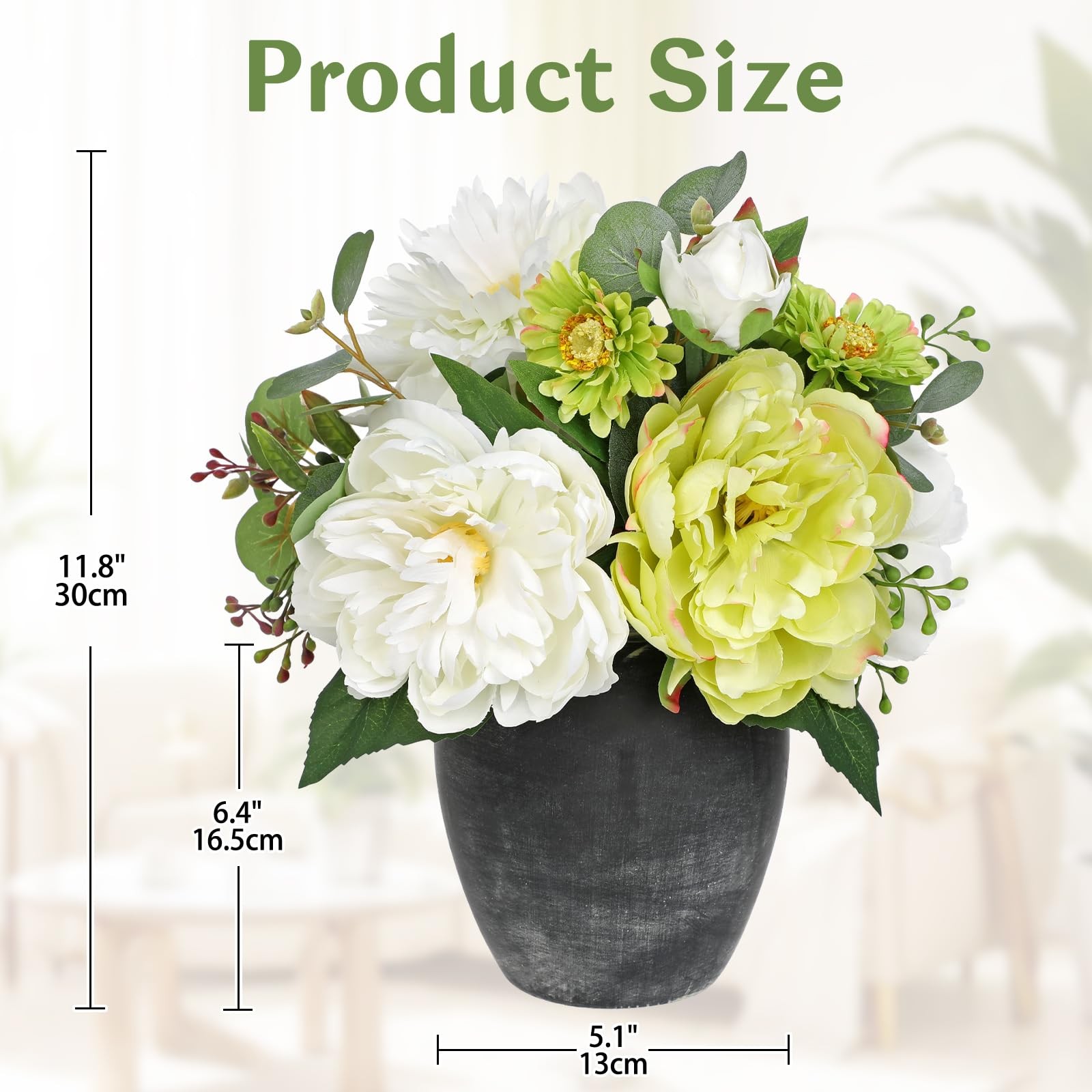 Fake Flowers In Vase White Silk Arrangement Spring Table Centerpiece