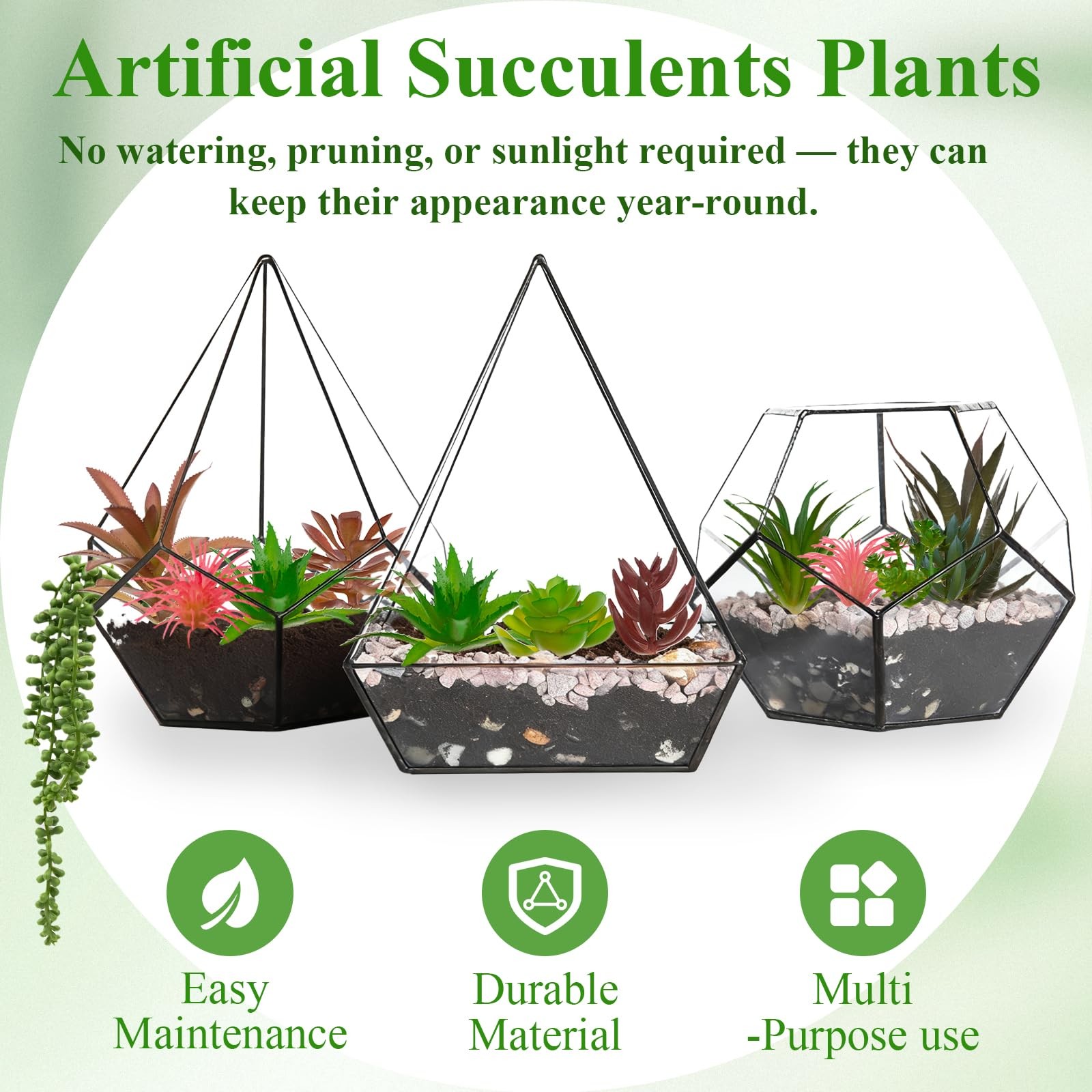 Niuohoy 16 Pcs Artificial Succulents Plants Faux Plastic Succulents Assortmen…