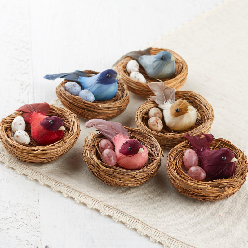 Package of 12 Assorted Color 3″ Feathered Nesting Artificial Chickadee Birds