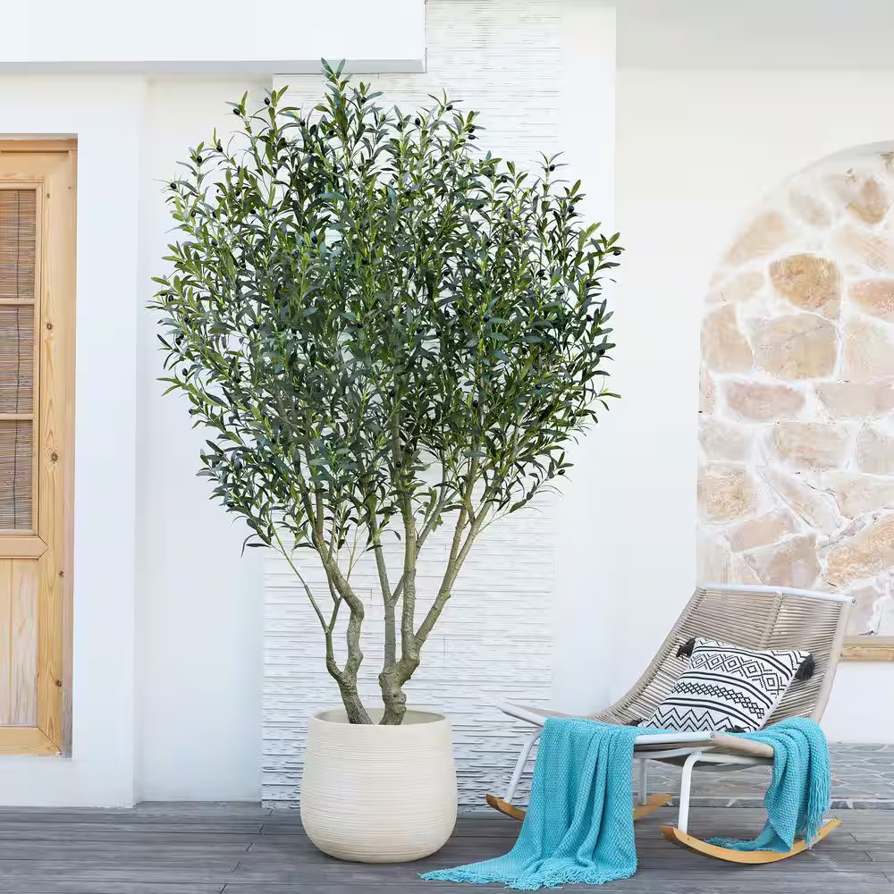 8 Ft. Artificial Olive Tree-Faux Silk Plant Fake Tree for Home Office Decor Indo