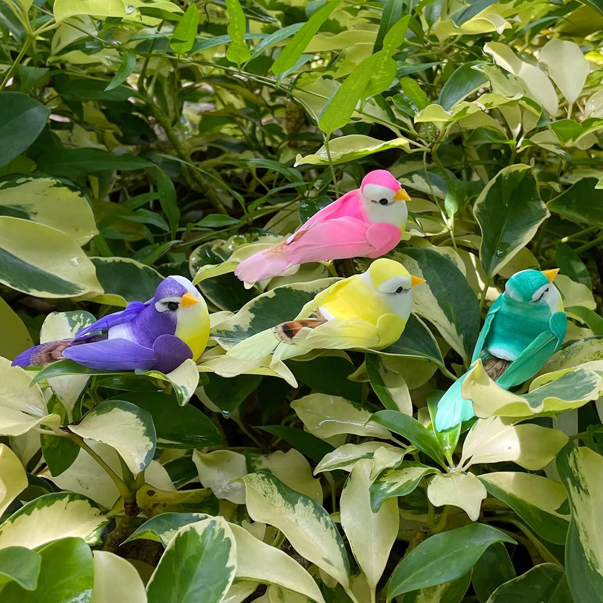 12Pcs Clip on Artificial Simulation Foam Feather Birds 3.5In Mini Love Birds for