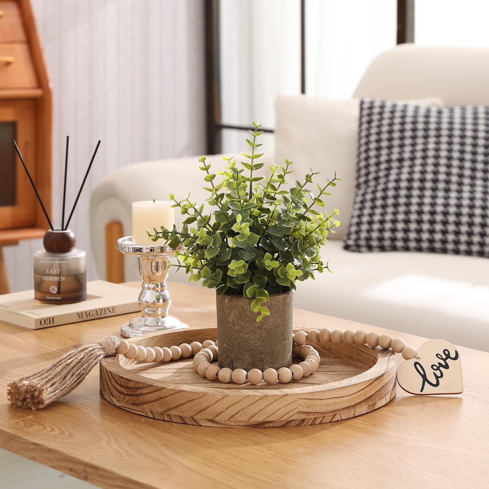 3pcs Small Fake Plants Eucalyptus,Small Potted Artificial Plant Indoor for Sh…