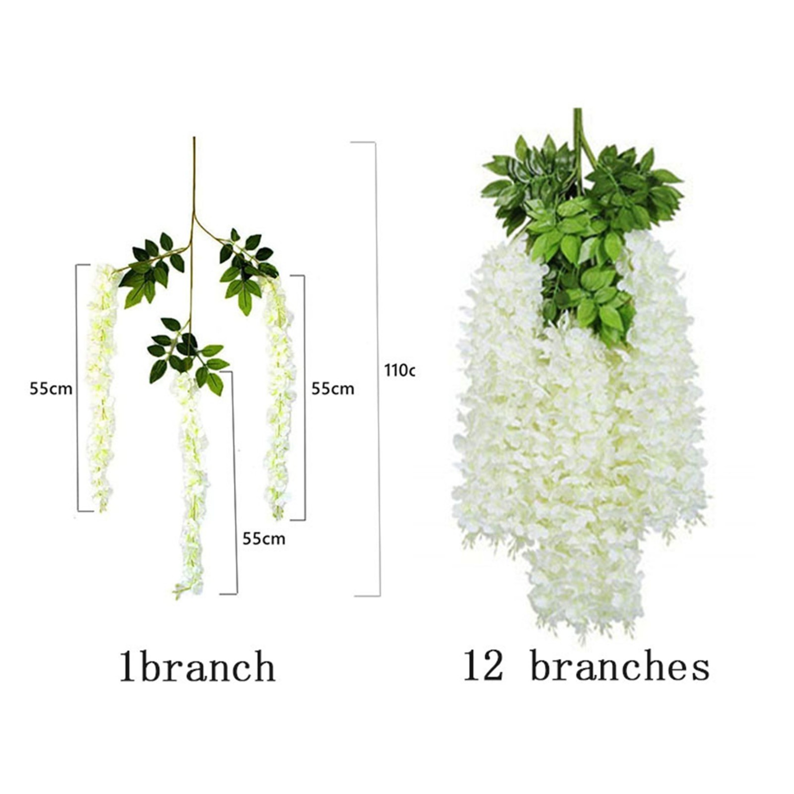 Artificial Wisteria Vine Garland Fake Flower Plants Garden Wedding Hanging Decor