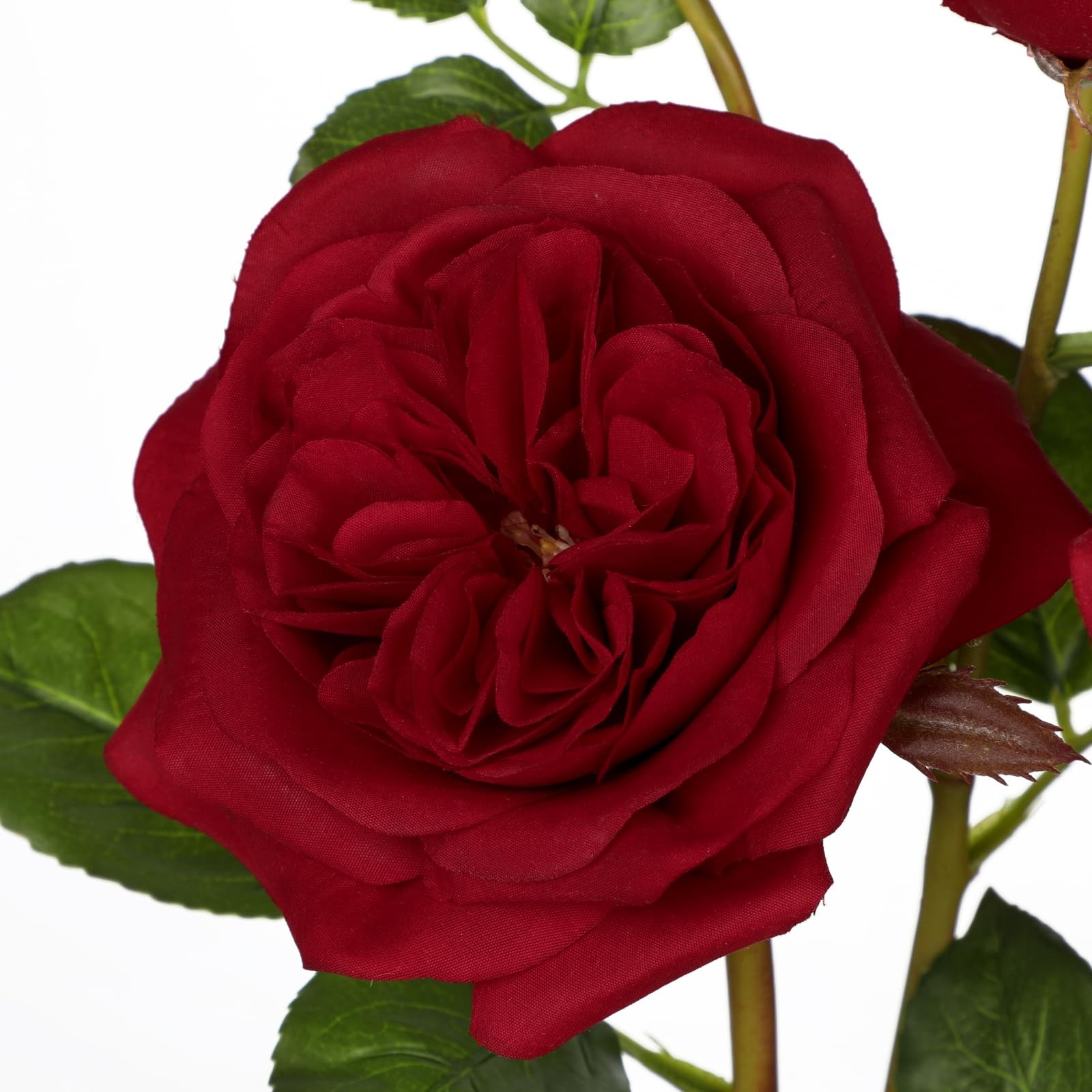 Red Real Touch Roses Artificial Flowers in Vase Blue and White Porcelain Cera…