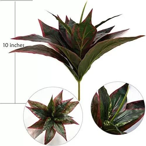 Artificial Agave Fake Plants Red 2 Pack 10 Inches Faux Shrubs Flowers Grass P…