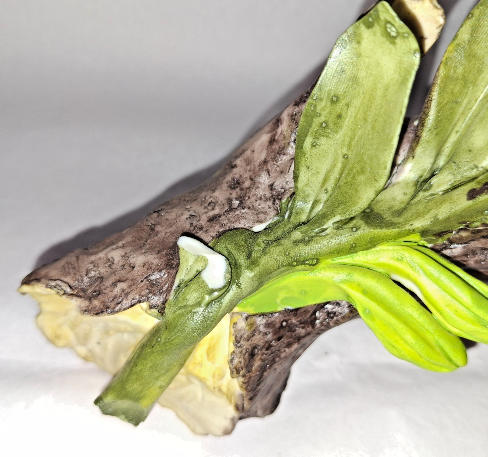 VTG Rare Tiger Lily Branch Cream Yellow Green Italy Porcelain Has Damage