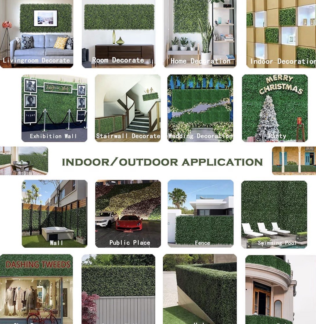 12PCS 10”×10” Boxwood Panels, Artificial Grass Wall Panels Greenery Backdrop