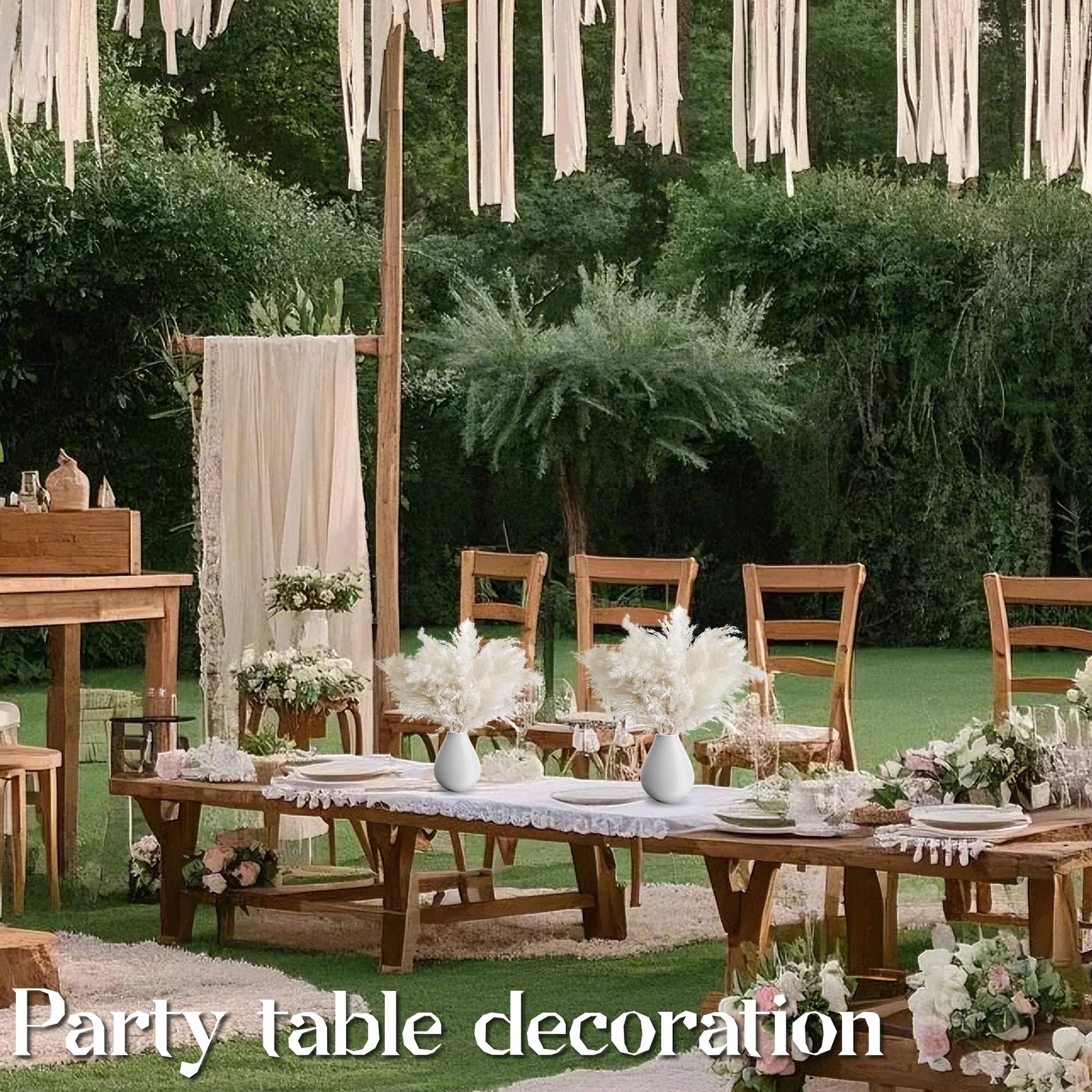 40PCS White Pampas Grass for Home Decor – Elegant Boho Decor – Premium Qualit…