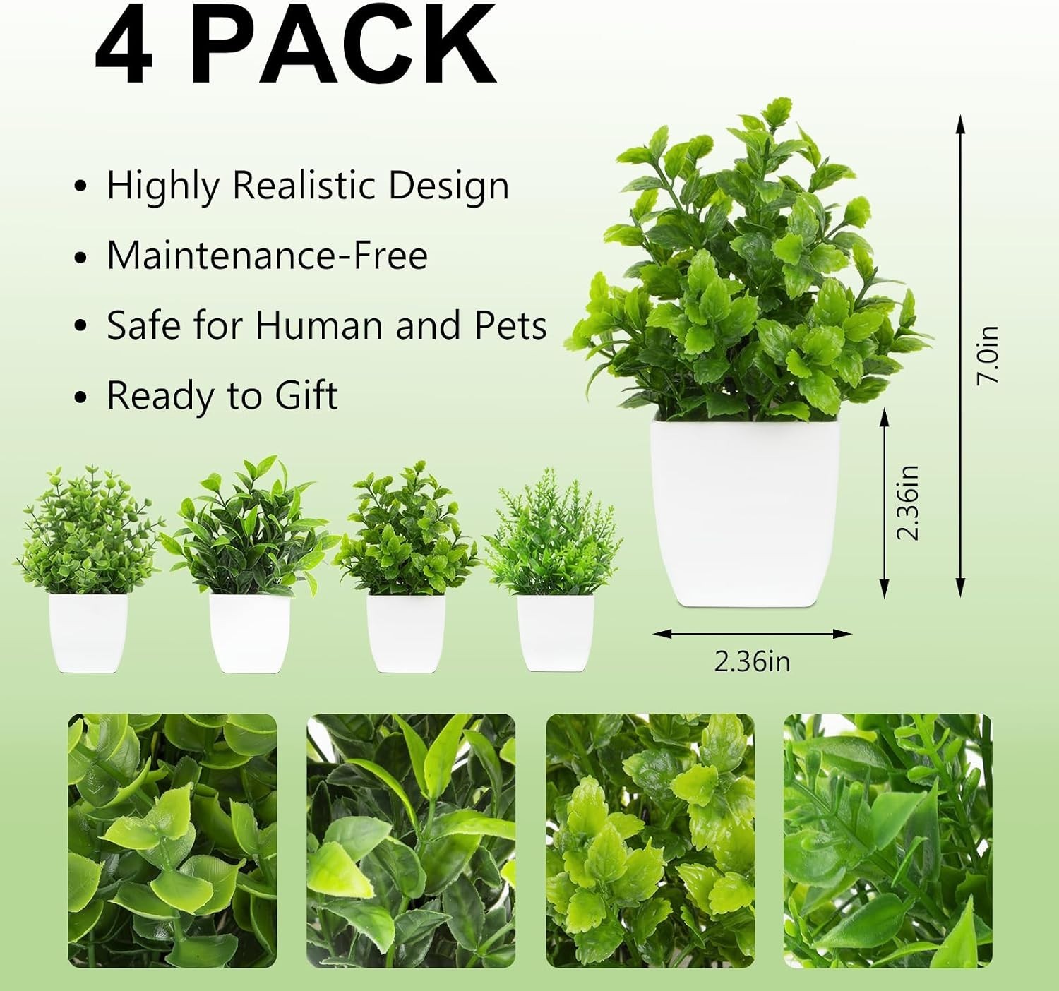 4 Pack Small Fake Plants Mini Artificial Plants for Table Desk Decor | Potted…