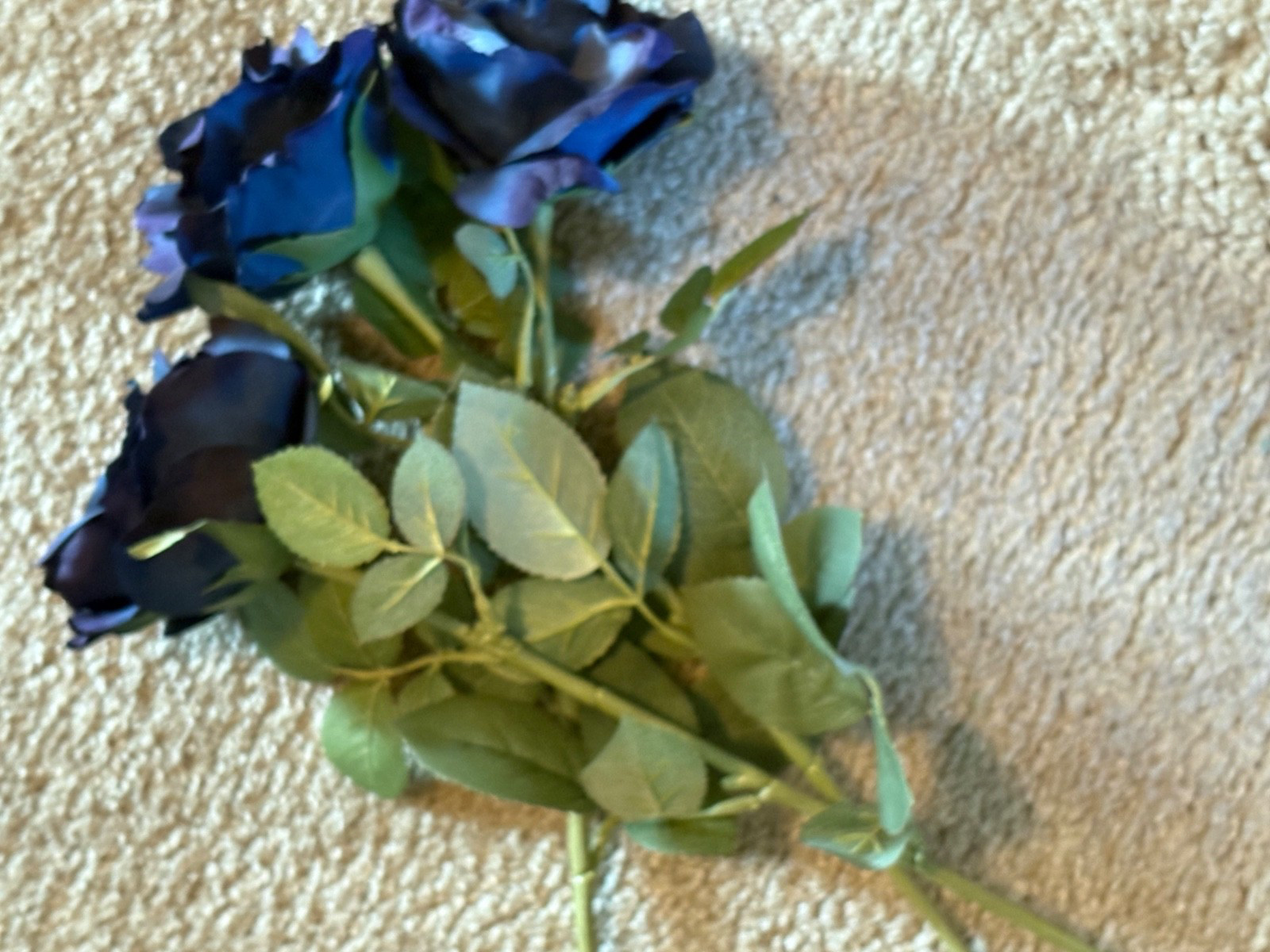 Lot of 3 artificial blue Flowers STEM MINT
