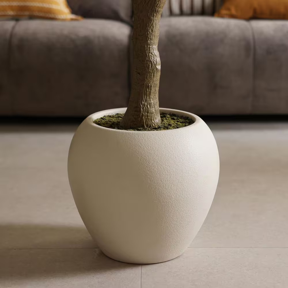 7 Ft. Artificial Olive Tree with White Planter, Fake Olive Silk Tree for Indoor