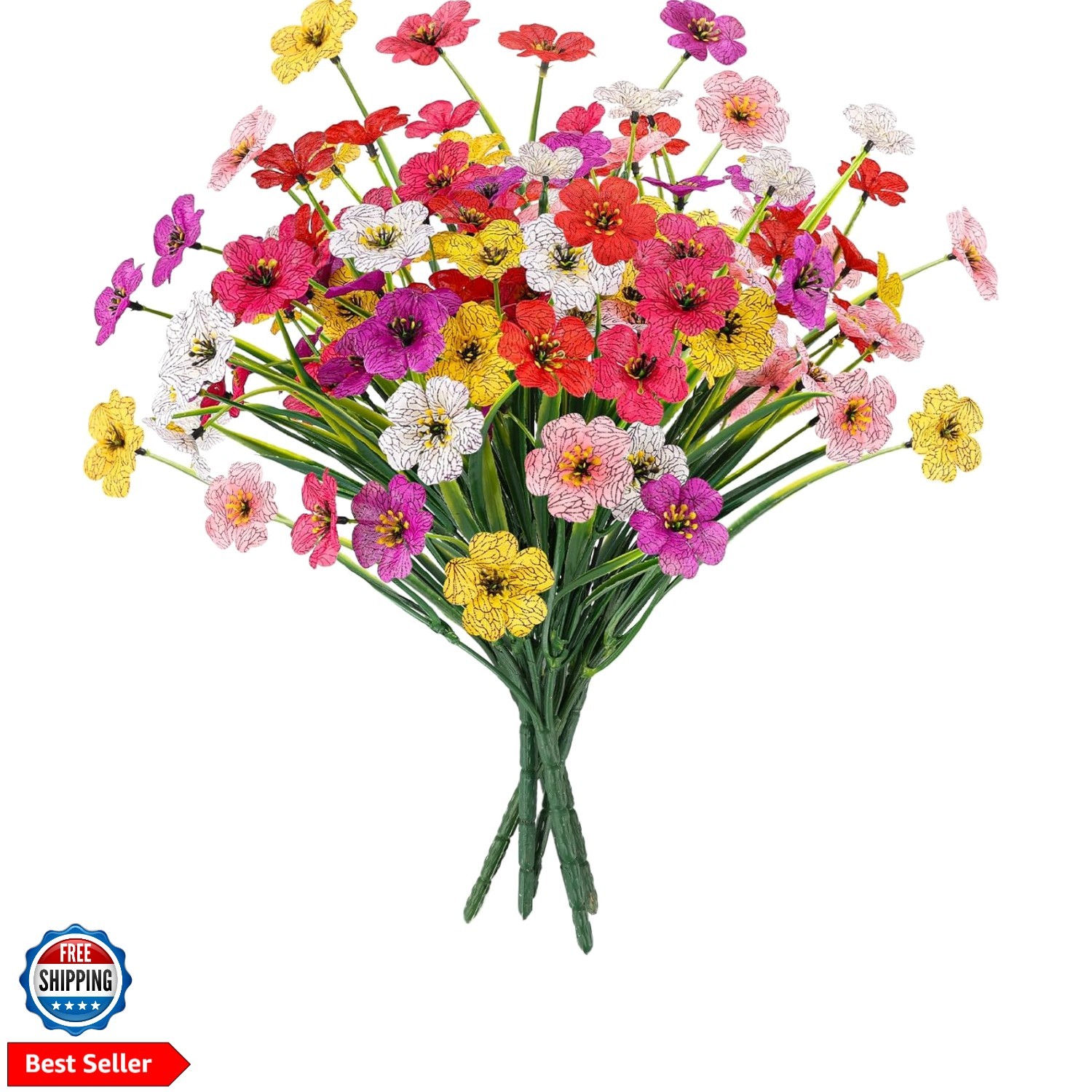 Artificial Flowers for Outdoors 6 Bundles Fake Flowers UV Resistant Faux Plas…