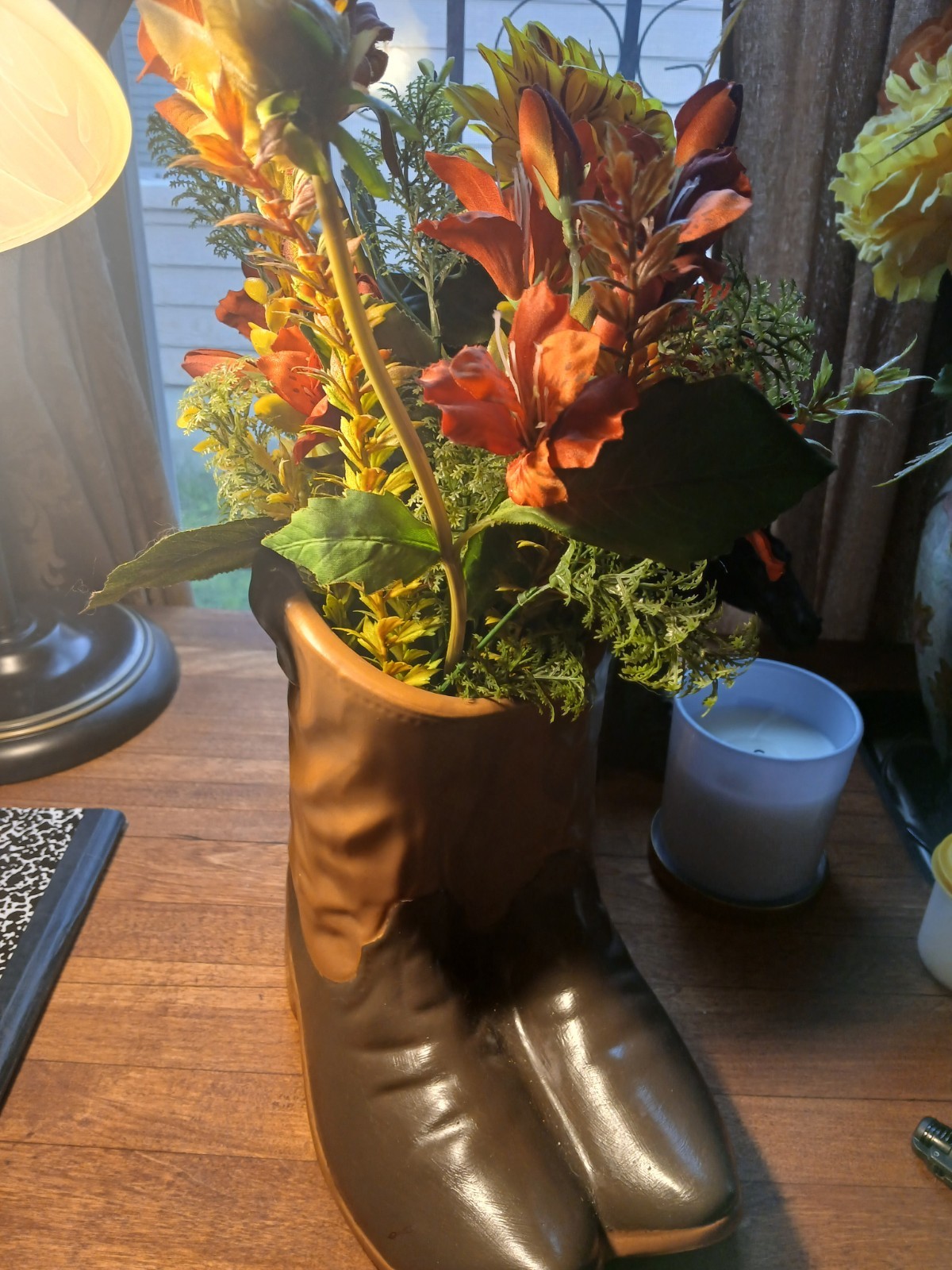 Flower Arrangement In Boot Vase