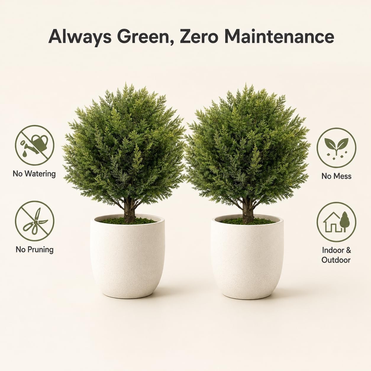 Artificial Outdoor Plants Topiary Cedar Trees 2 Pack Faux Trees Potted Bushes…