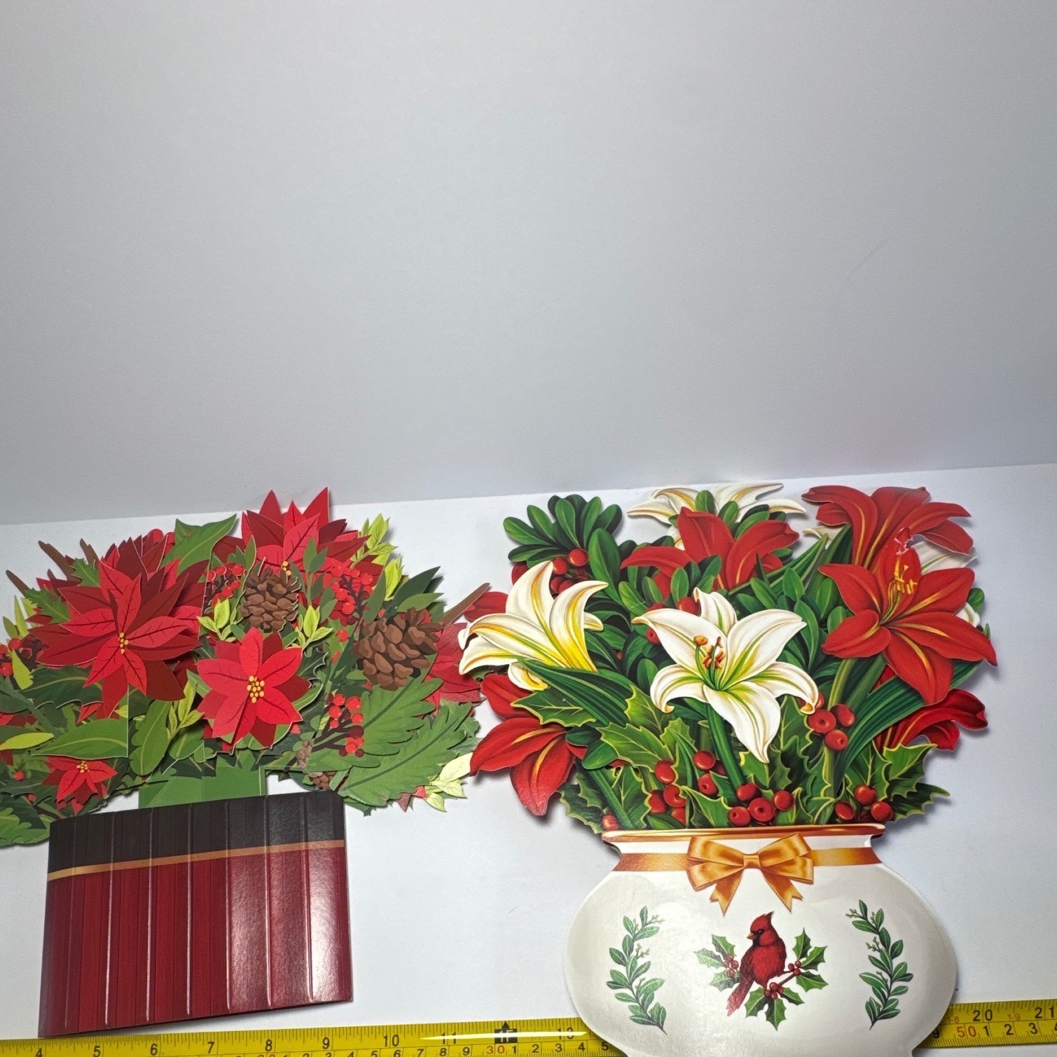 Freshcut Paper 3D Pop Up Flower Bouquets 2ct Red White Christmas Holiday Decor