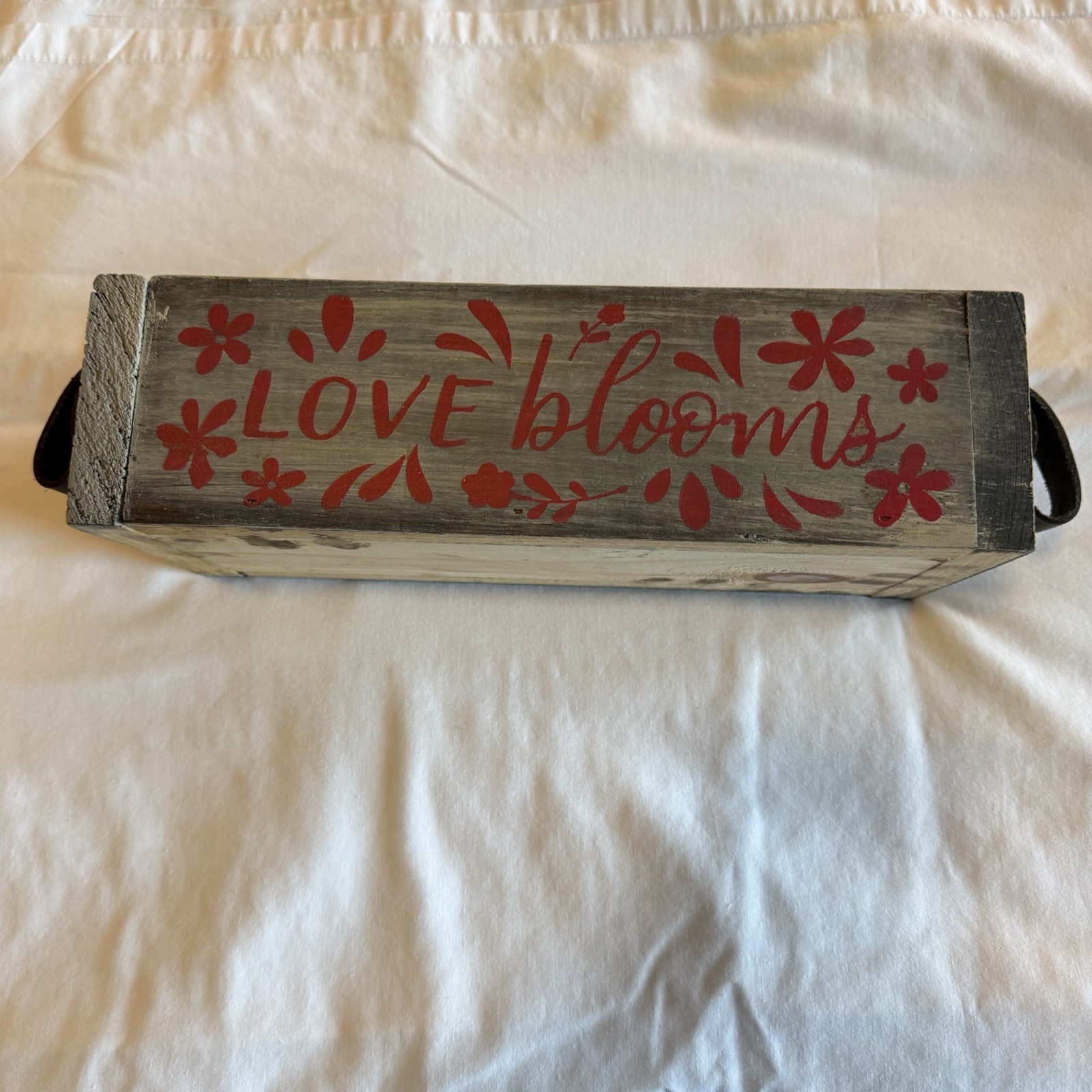 Rustic Wooden Planter Box Love Blooms Farmhouse Floral Centerpiece Decor 12”