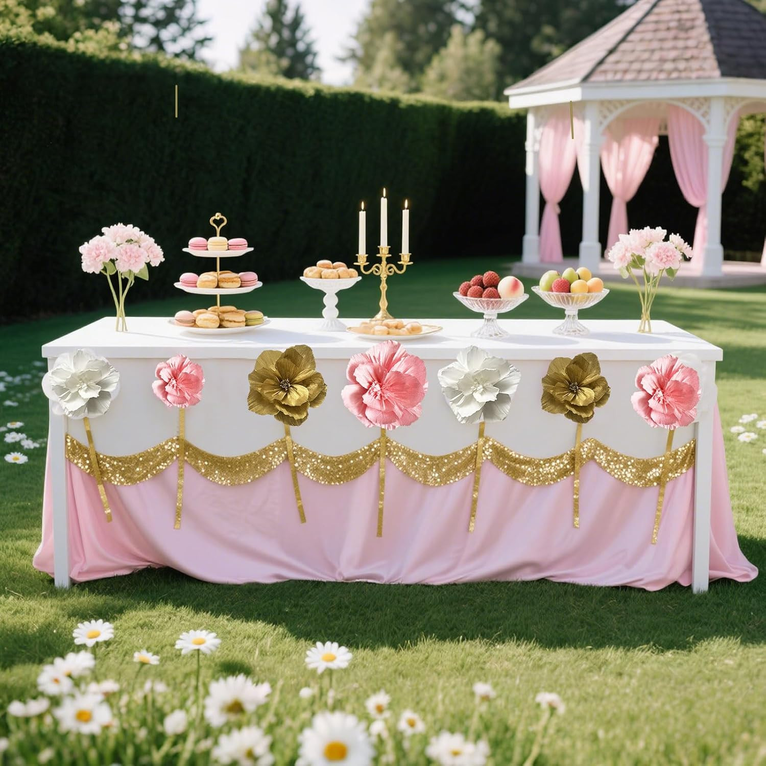 Crepe Paper Flowers Decoration for Wall Total 9 Pcs, Artificial Flowers Backdrop