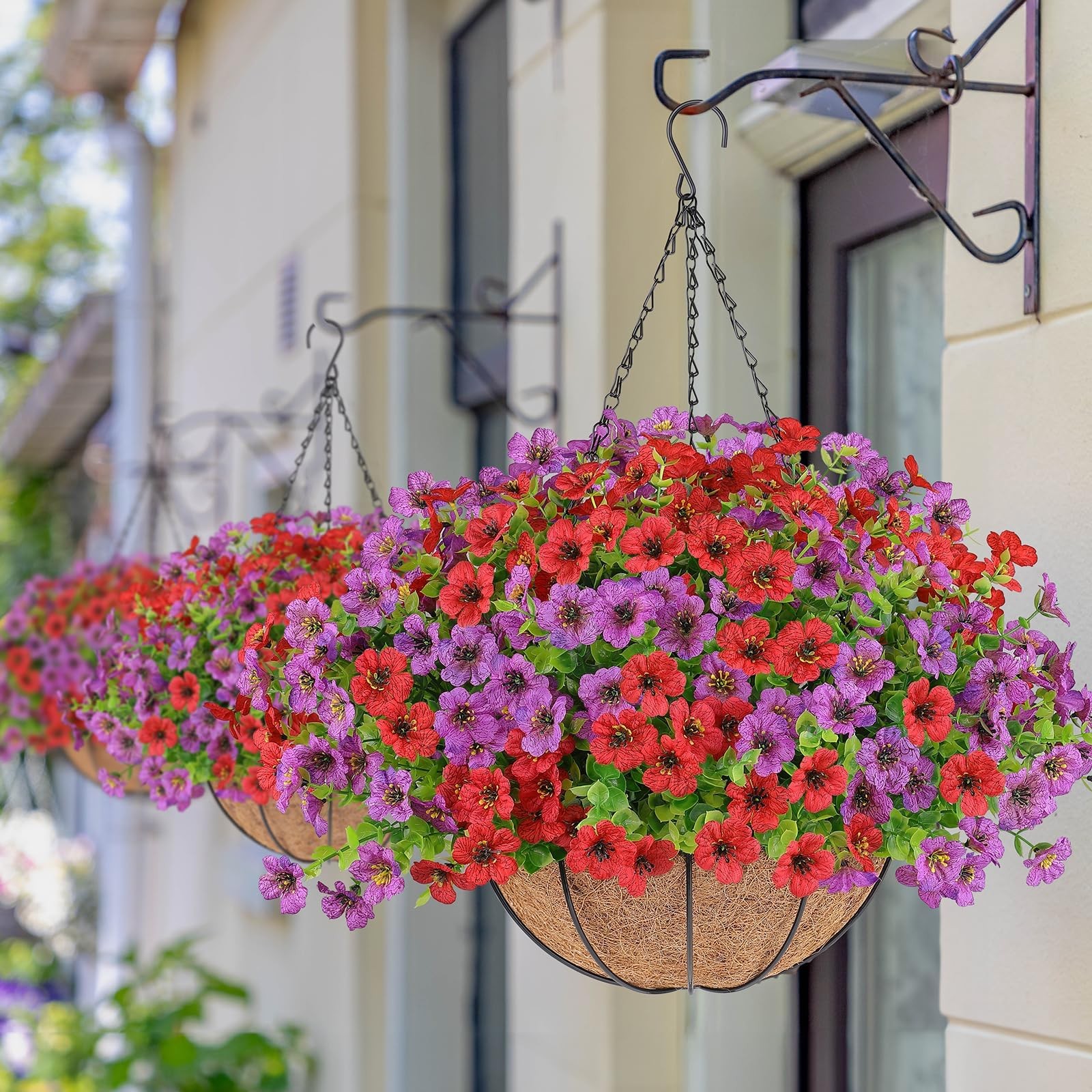 2 Set Artificial Flowers Hanging Plants in Basket,Artificial Hanging Flowers …