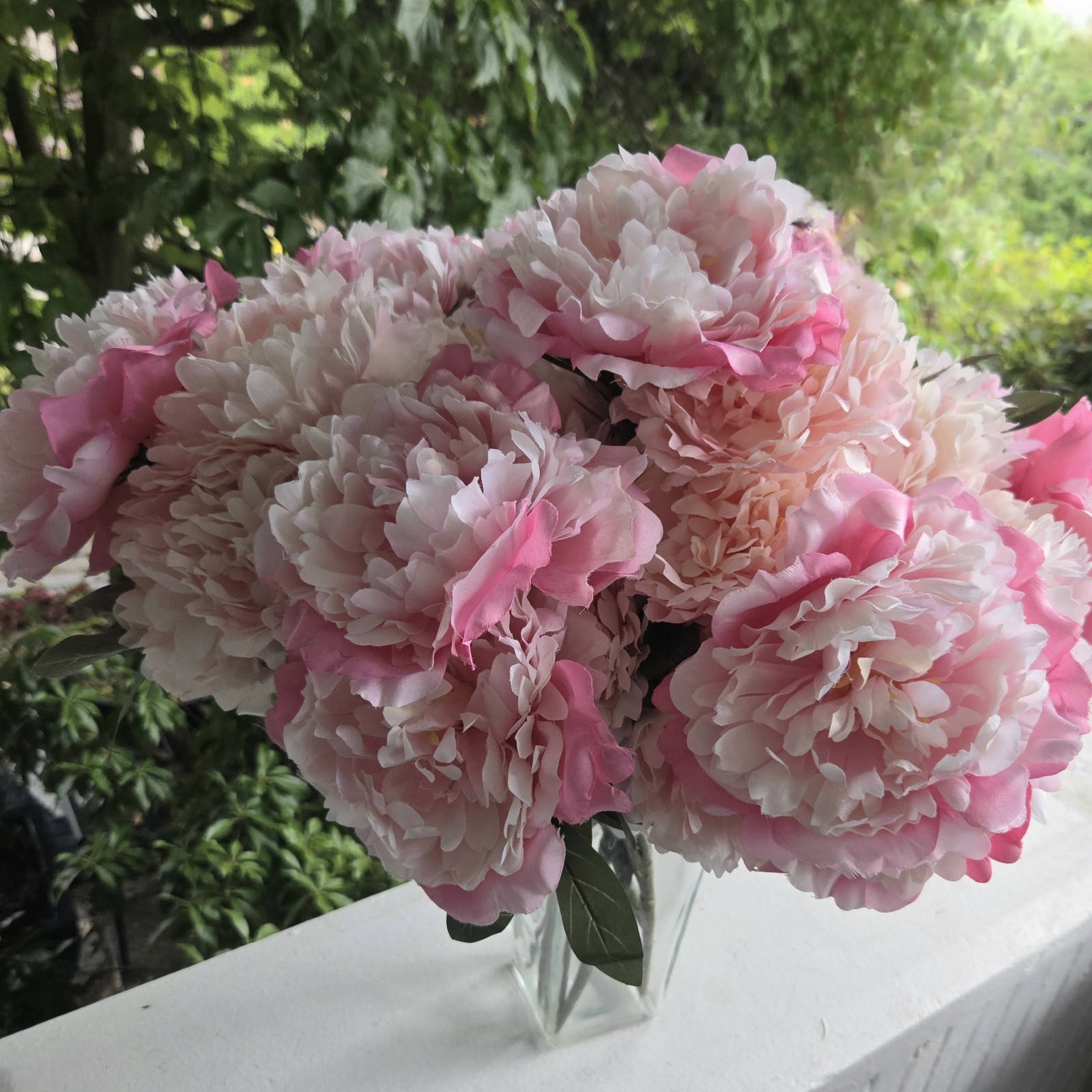 Lot of 10 NWT Faux Pink Peony Stems 5 Large Blooms Each Wedding Floral Décor