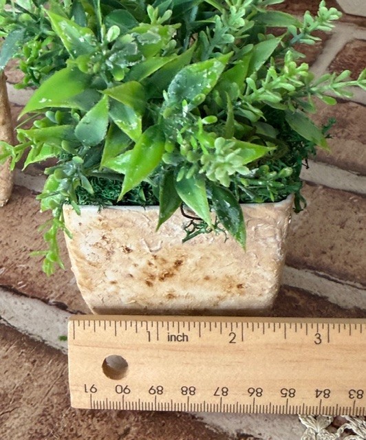 MINI POTTED PLANT 4″ ARTIFICIAL GREENERY W/ FAUX STONE POT (CHOOSE #1, #2 OR #4)