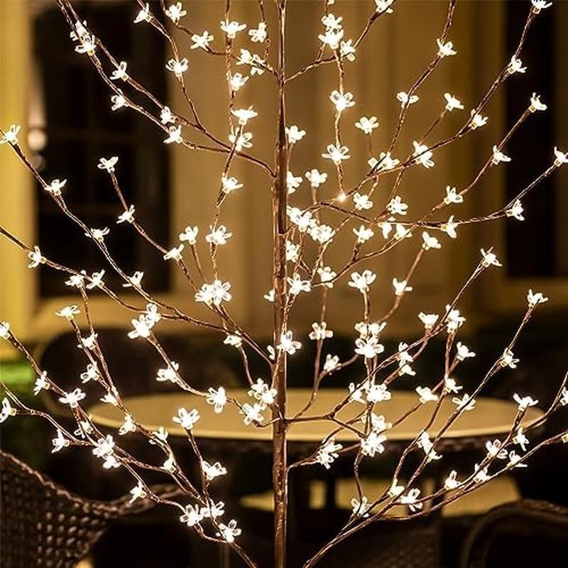Lighted Cherry Blossom Tree Set 4ft 5ft 6ft Indoor Outdoor Decor Dimmable LED US