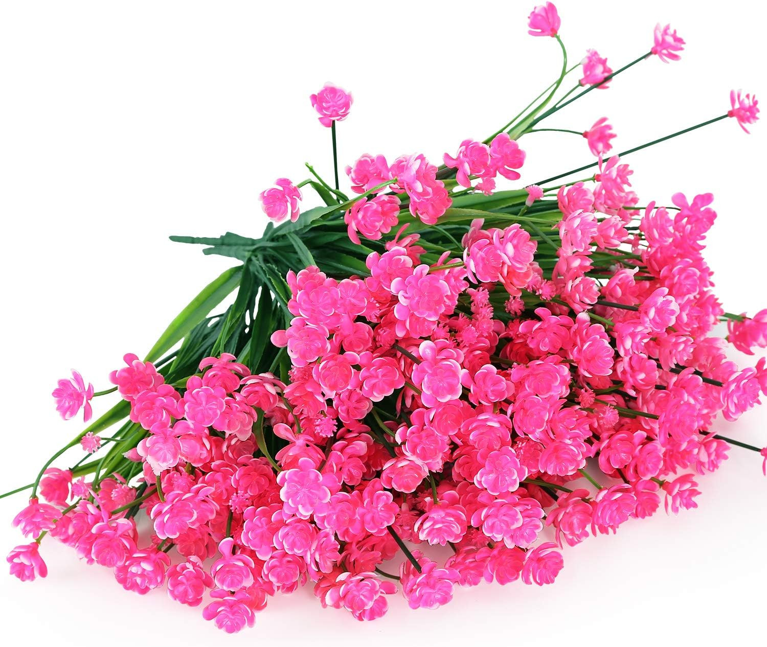 8 Bundles Outdoor Artificial Fake Flowers UV Resistant Shrubs Plants, Faux Plast