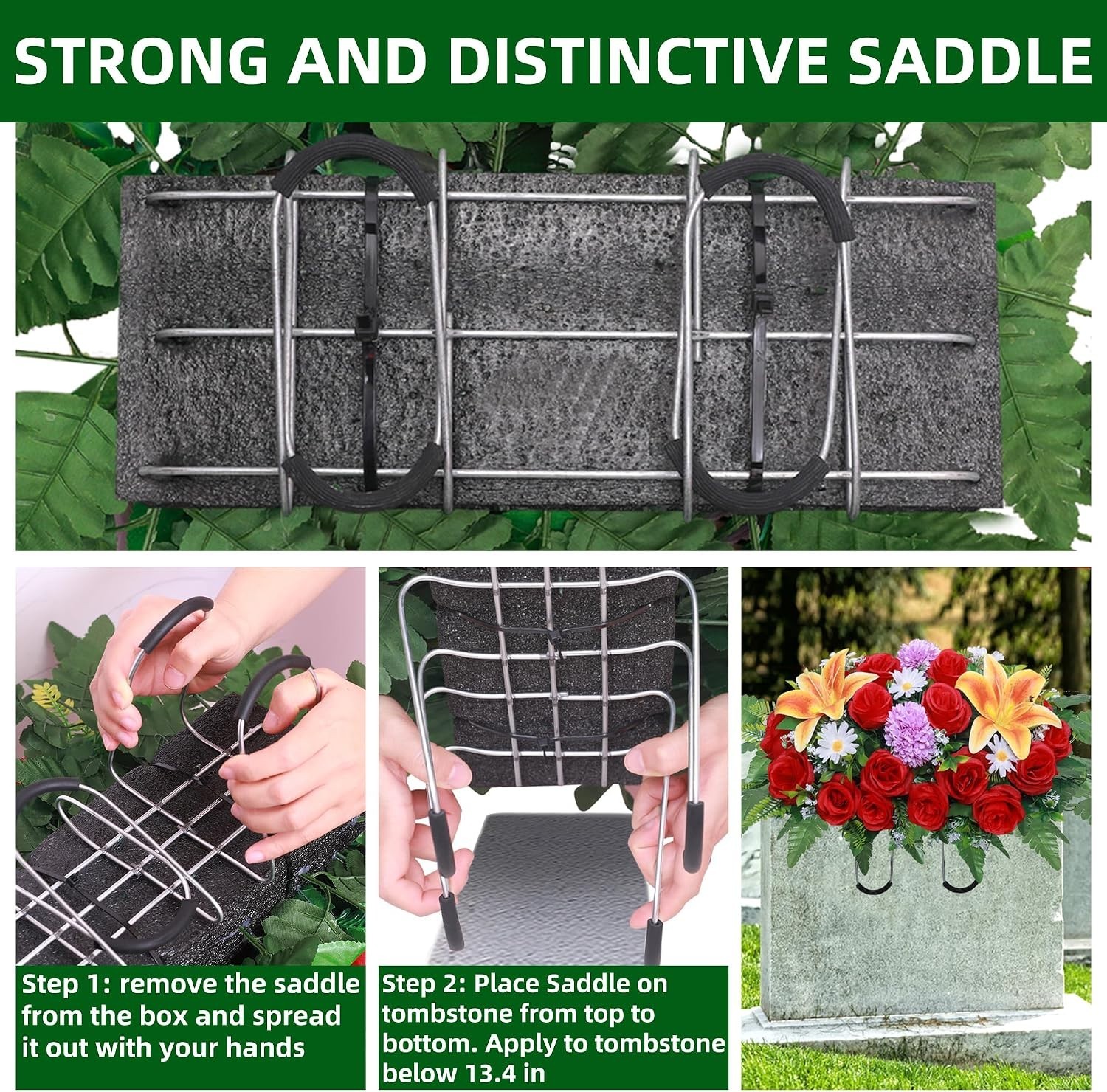 Lodou Artificial Cemetery Flower Saddles,Headstone Saddles for Graves,Lily Ro…