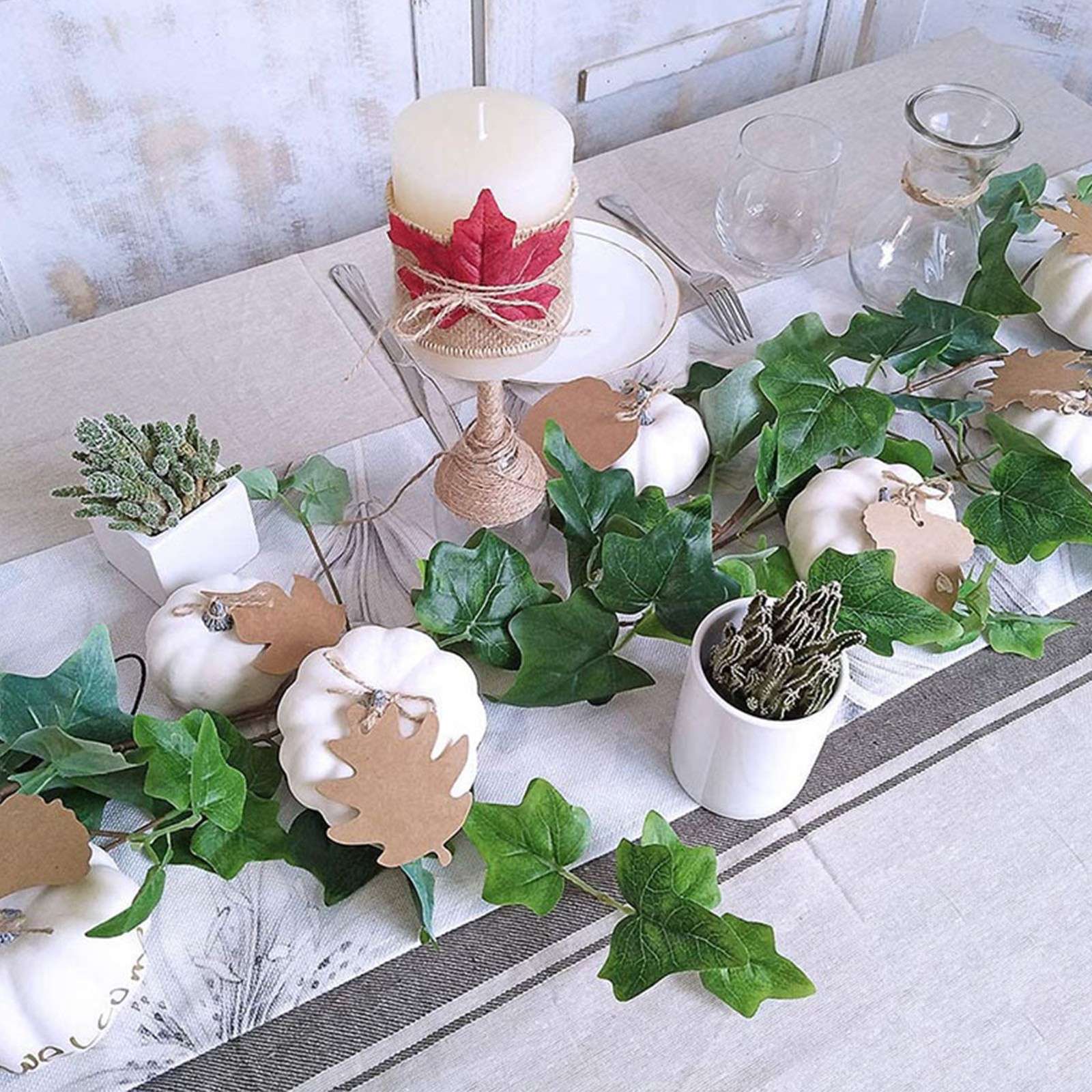 ↑12Pcs White Artificial Pumpkins Assorted Bulk Table Decor Lifelike For All