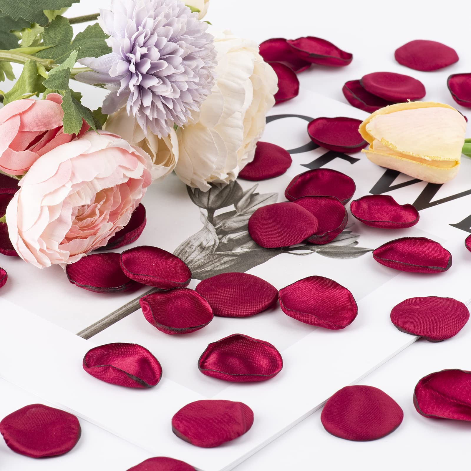 400 PCS Silk Rose Petals Burgundy Red Flower for Romantic