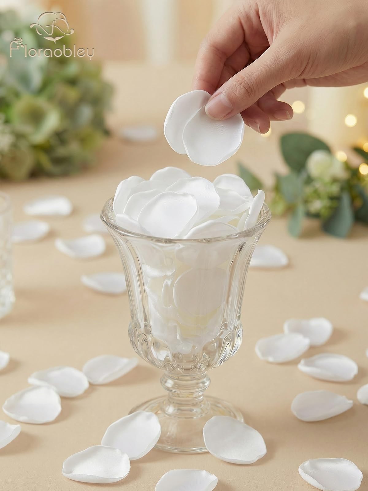 300 PCS Ivory Faux Silk Rose Petals Wedding Flower Girl Aisle Decor Party