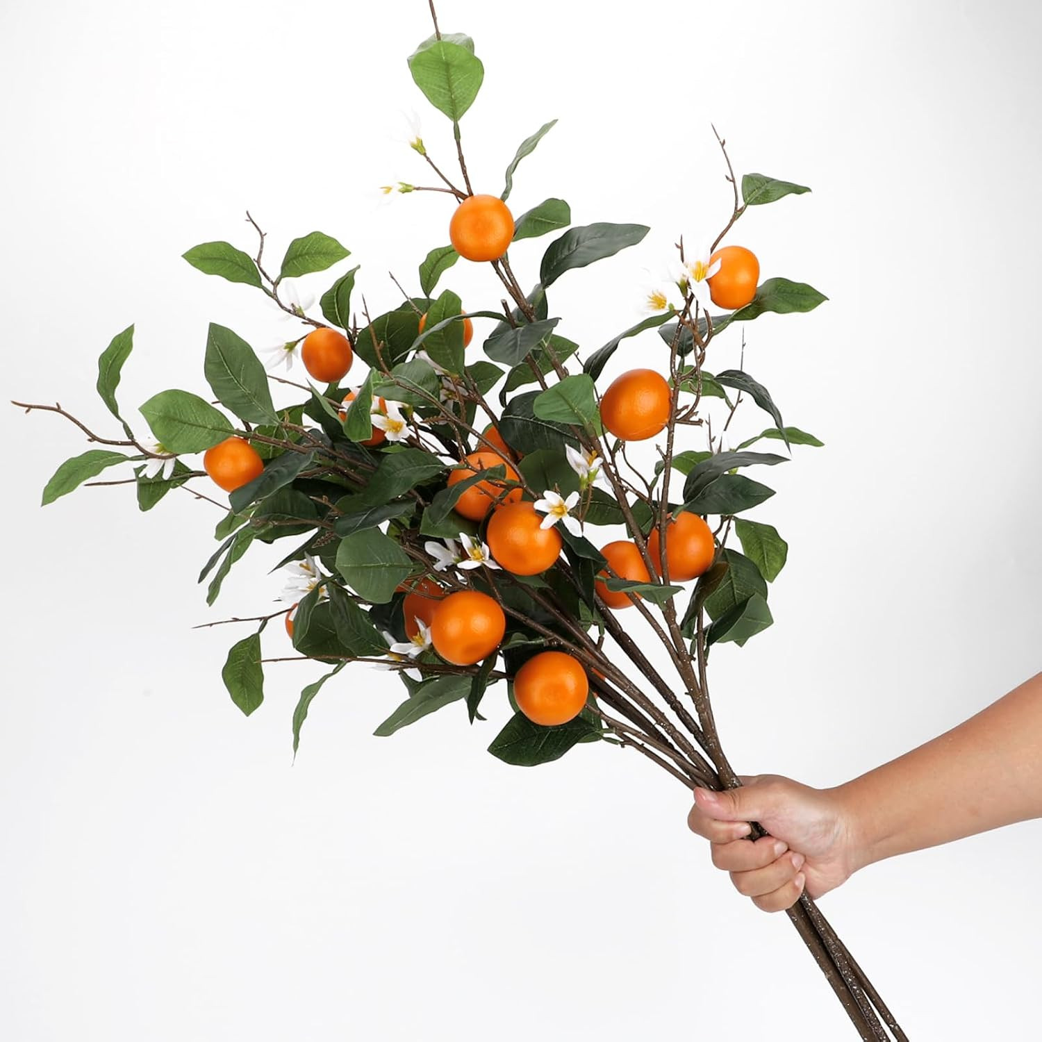 2PCS 37.8Inch Artificial Tangerine Branches Artificial Orange Branches Fake