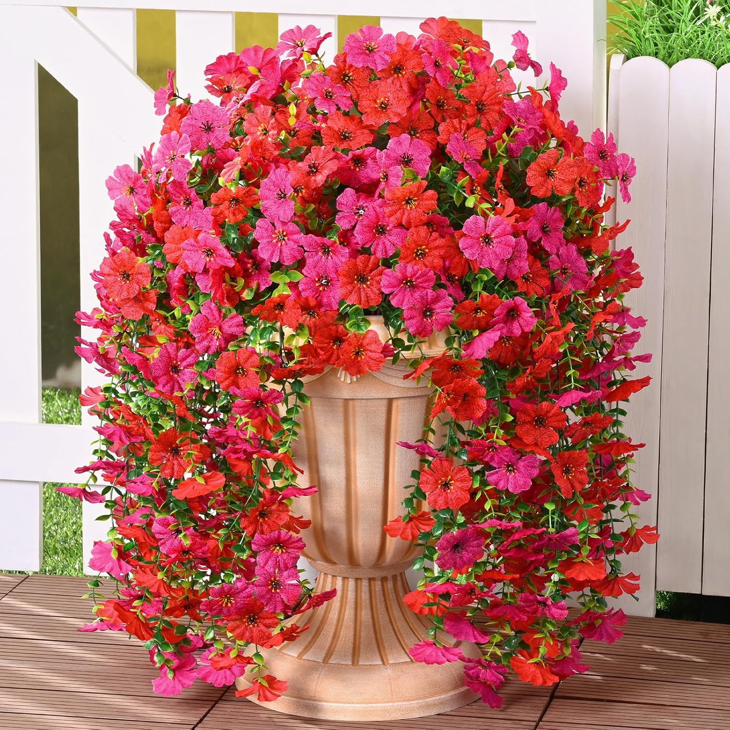 4 Pcs Look Real Artificial Flowers for Outdoors, Realistic Fake Artificial Hangi