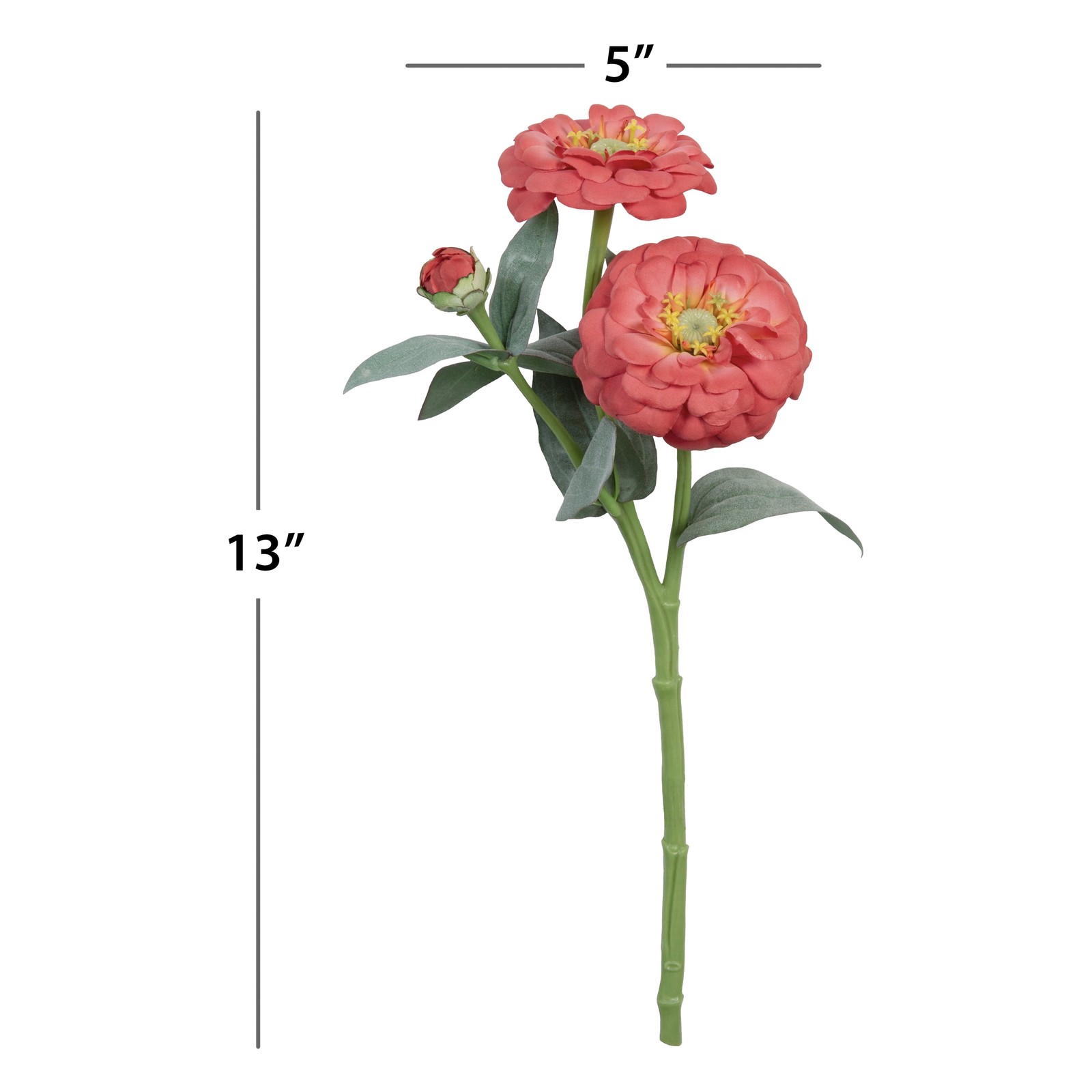 3 pack 13-inch Artificial Silk Coral Zinnia Short Stem Indoor Use