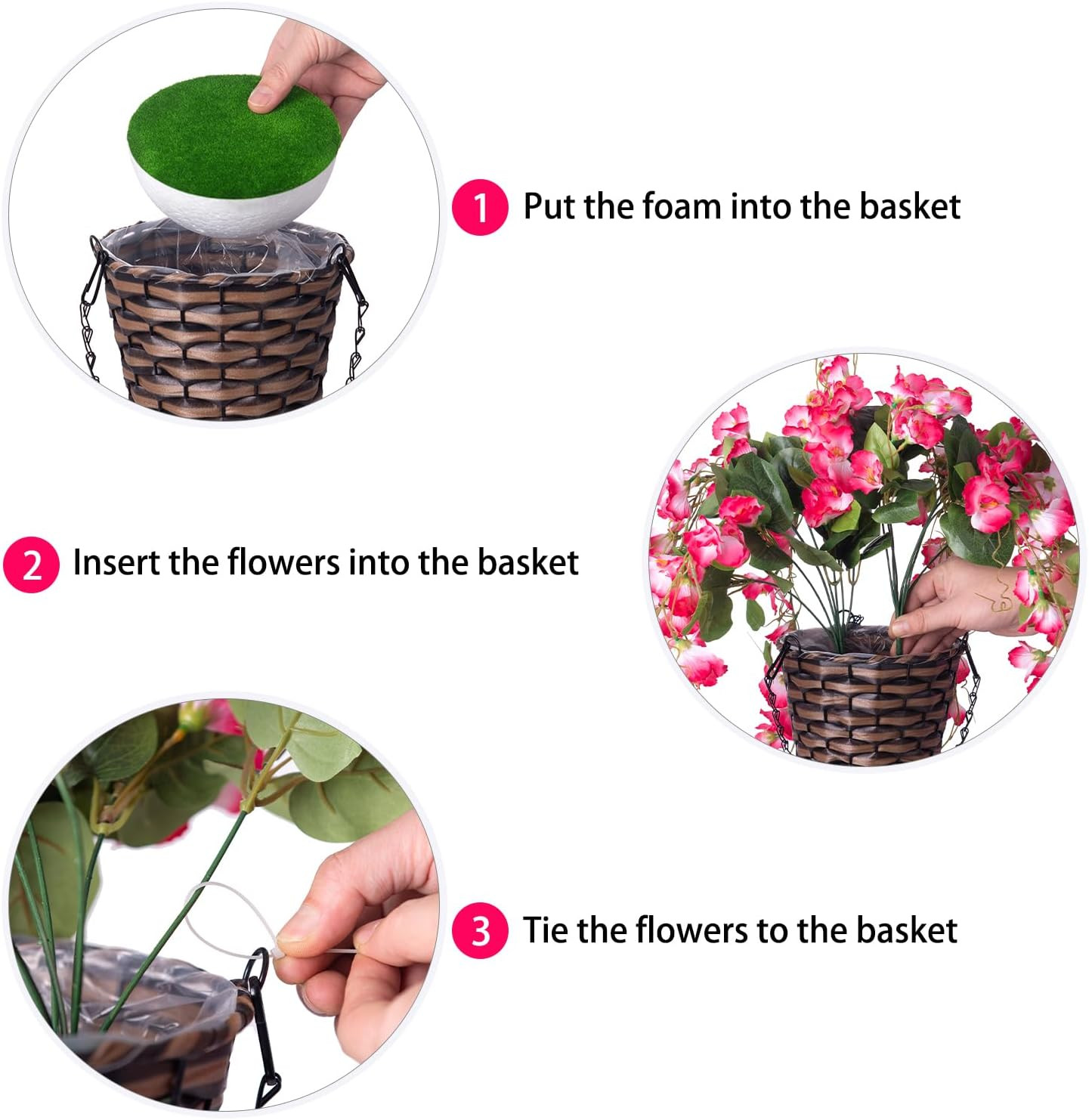 Pink Faux Hanging Hibiscus Flowers for Outdoor Decor – UV Resistant Vines